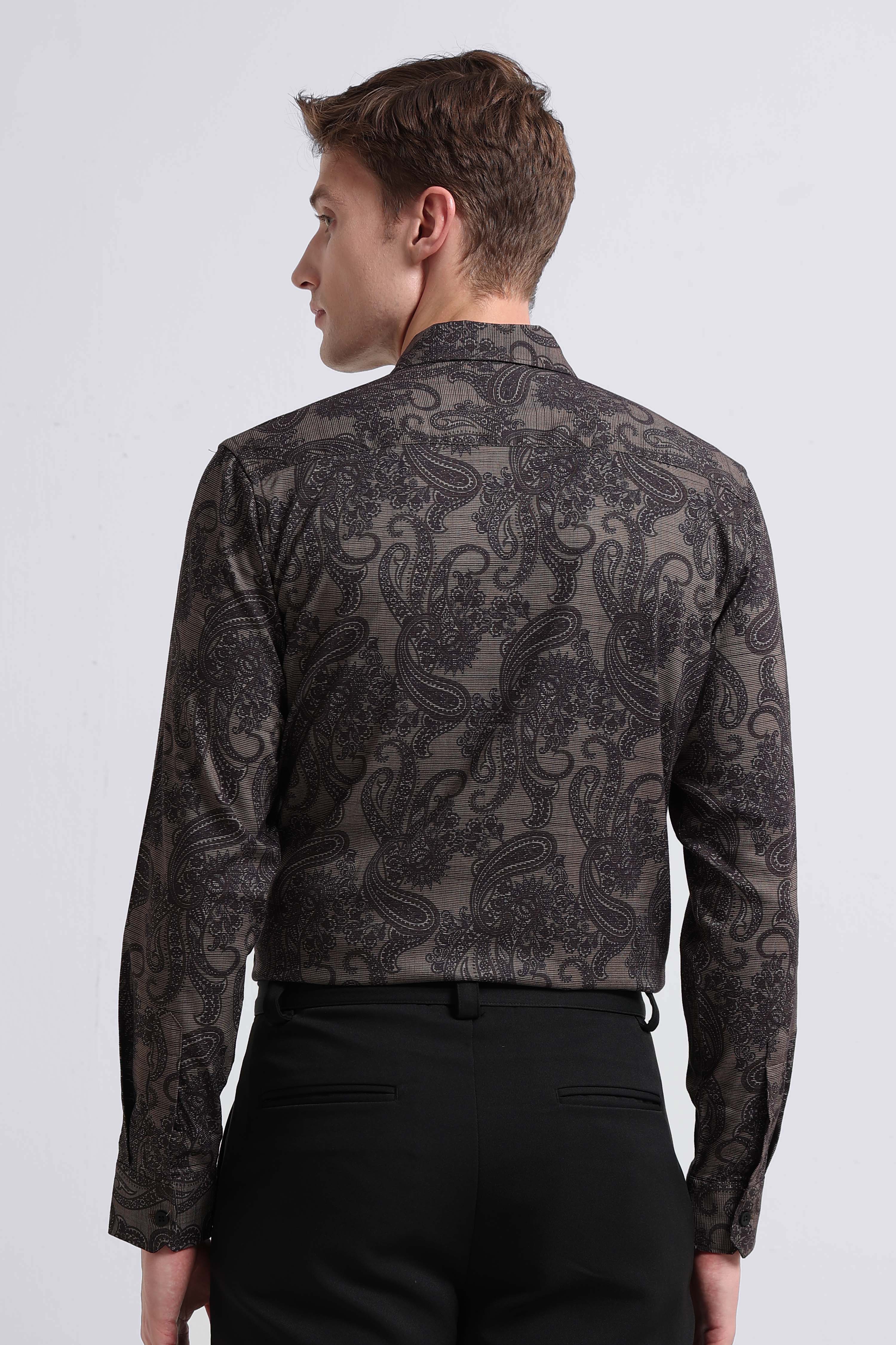 Men Green Printed Cotton Blend Shirt