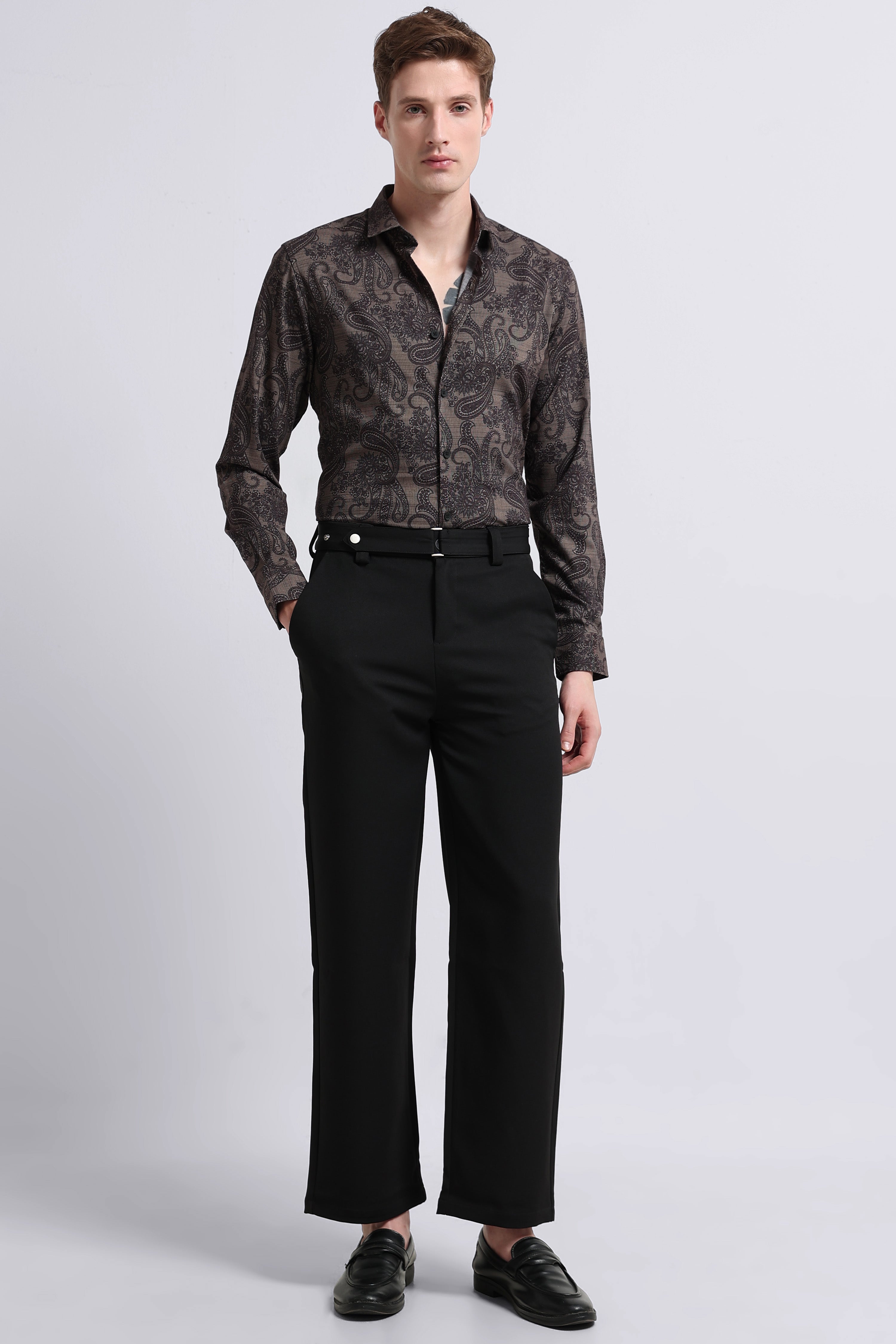 Men Green Printed Cotton Blend Shirt