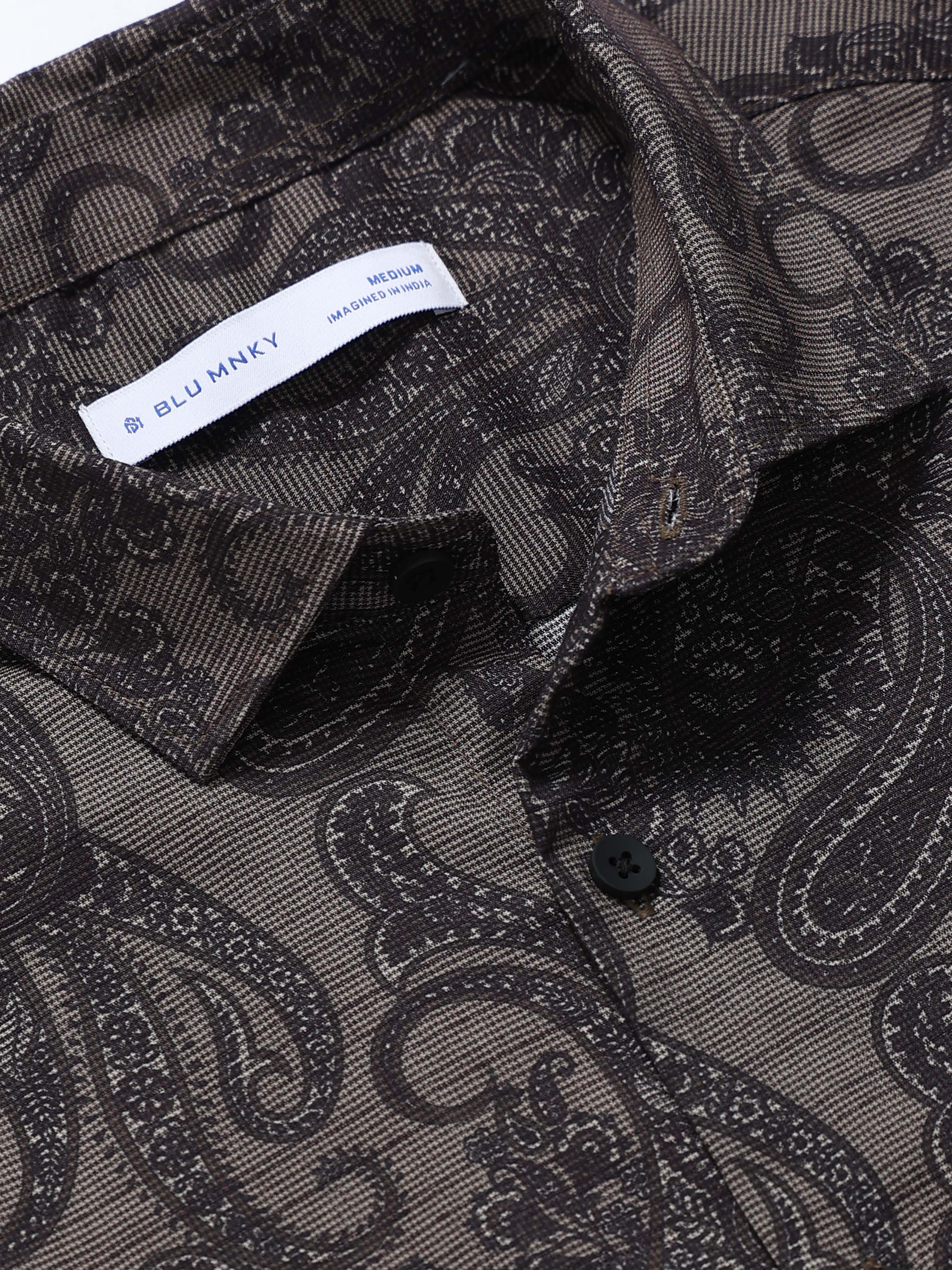 Men Green Printed Cotton Blend Shirt