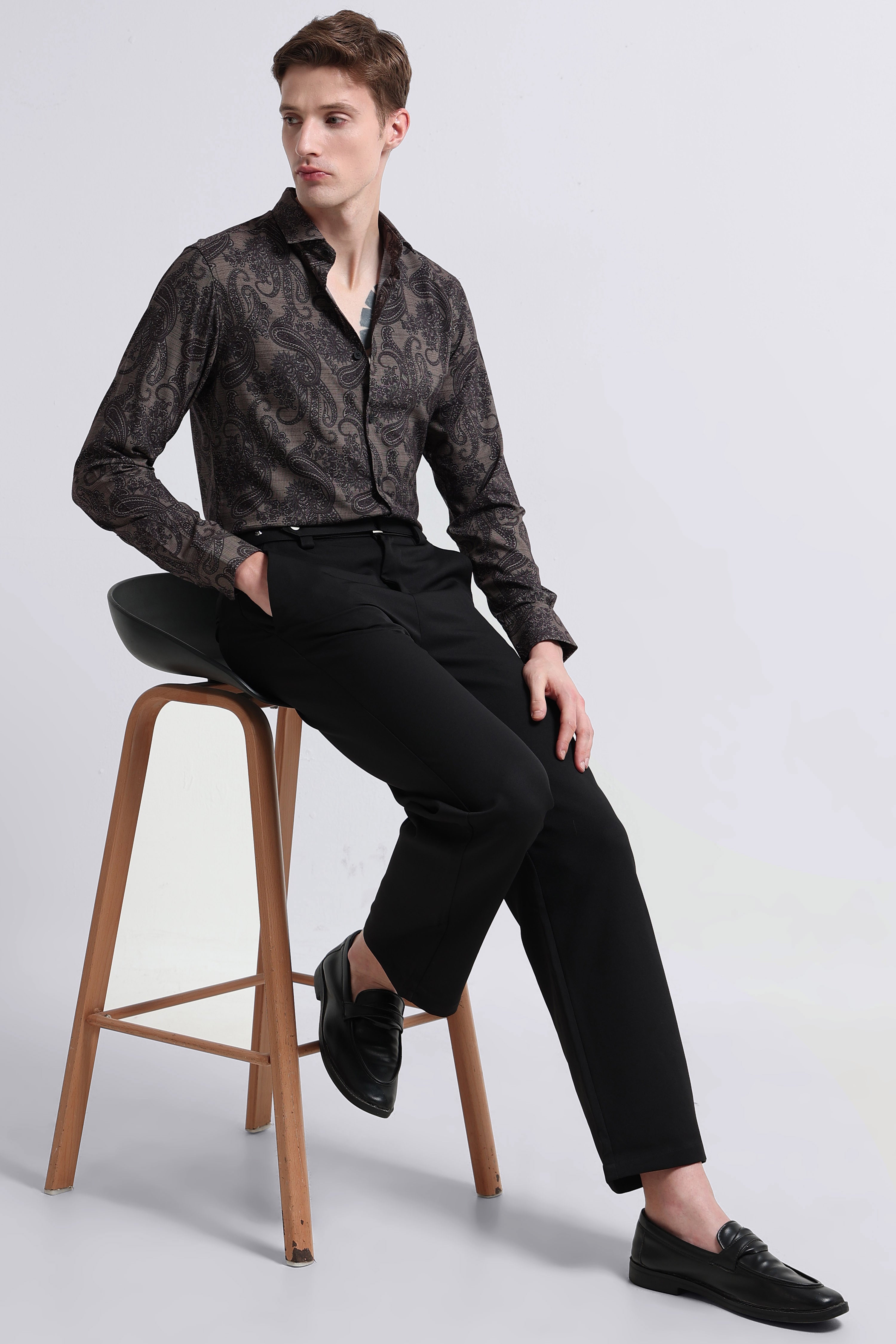 Men Green Printed Cotton Blend Shirt