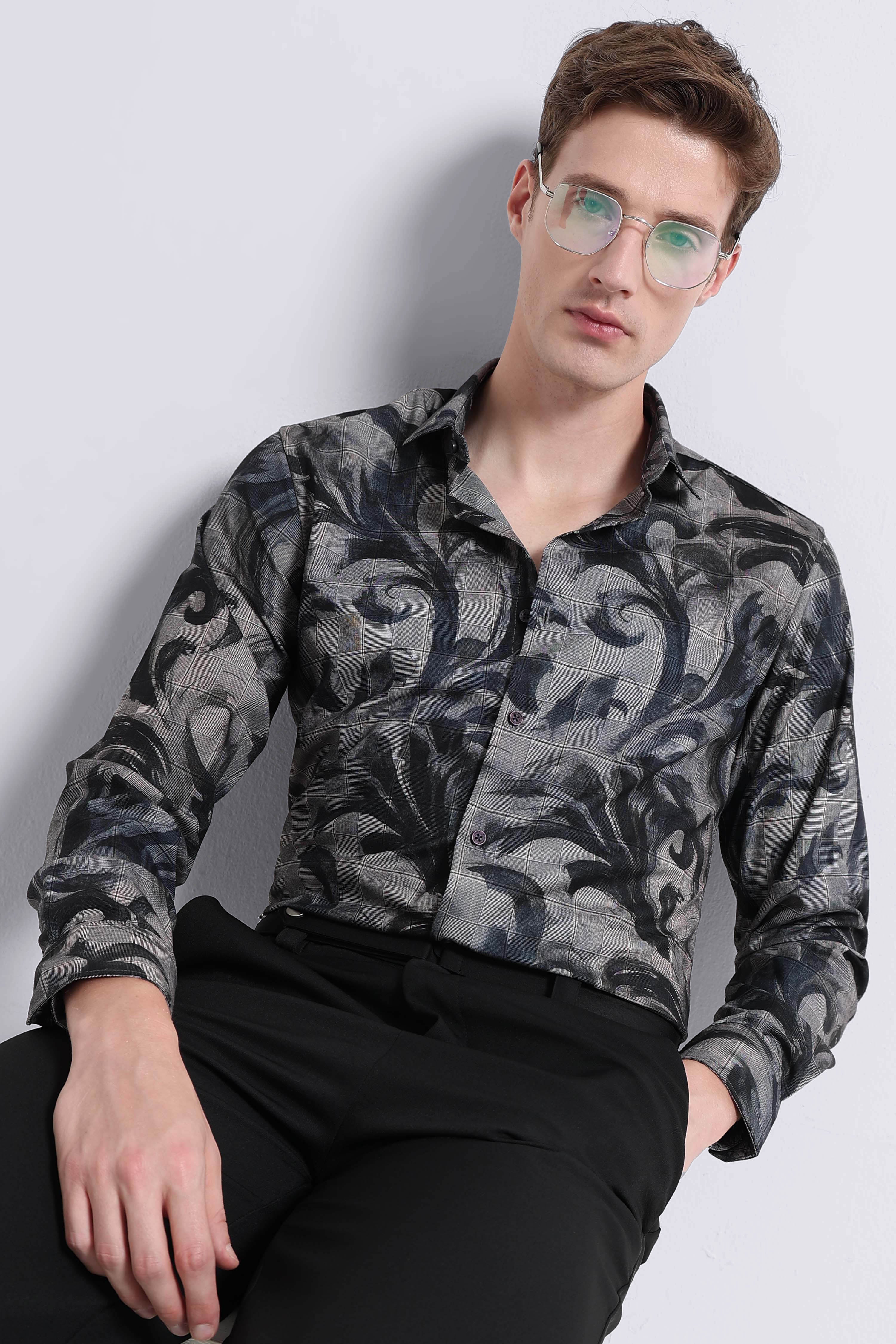 Men Grey Digital Print Shirt