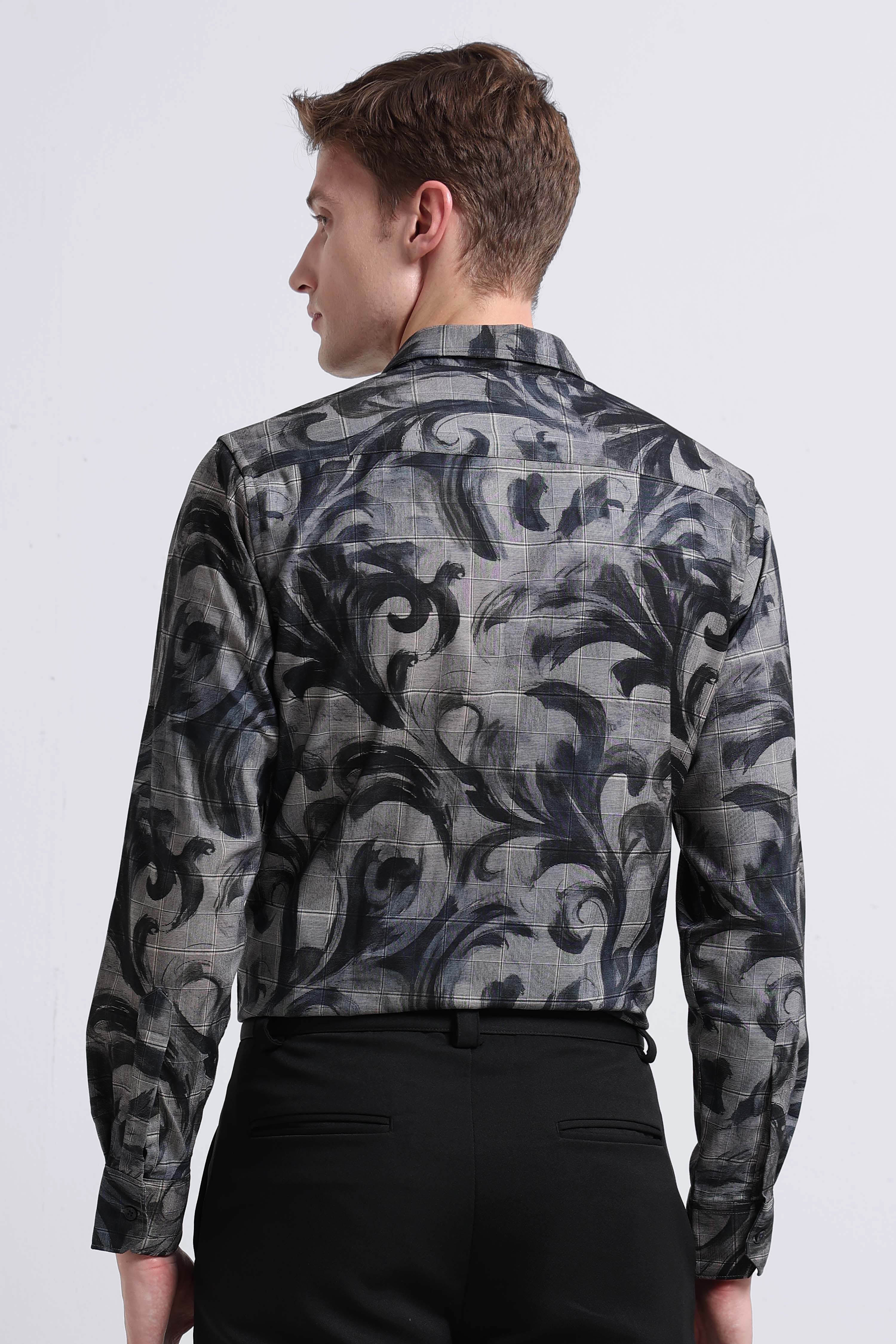 Men Grey Digital Print Shirt