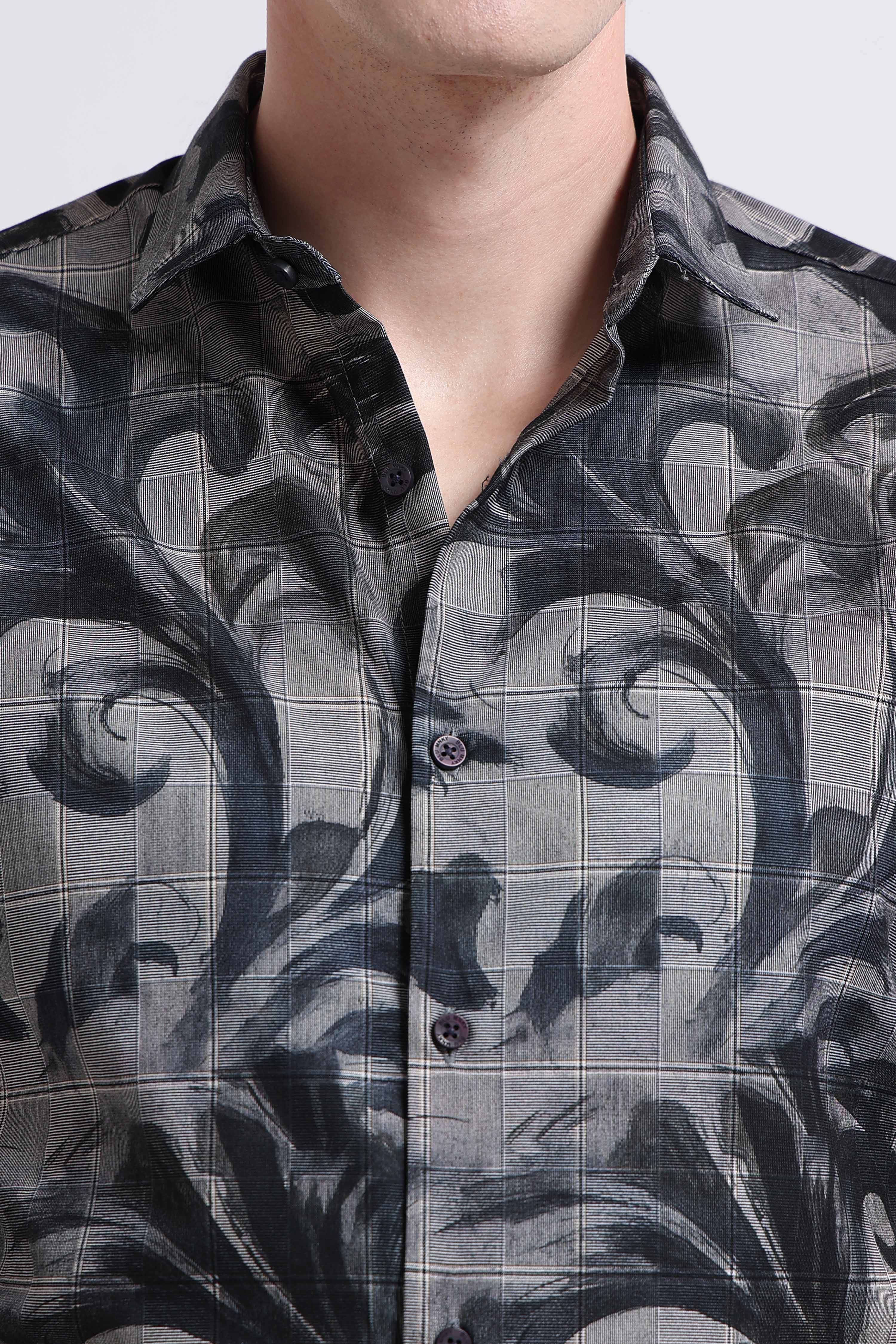 Men Grey Digital Print Shirt