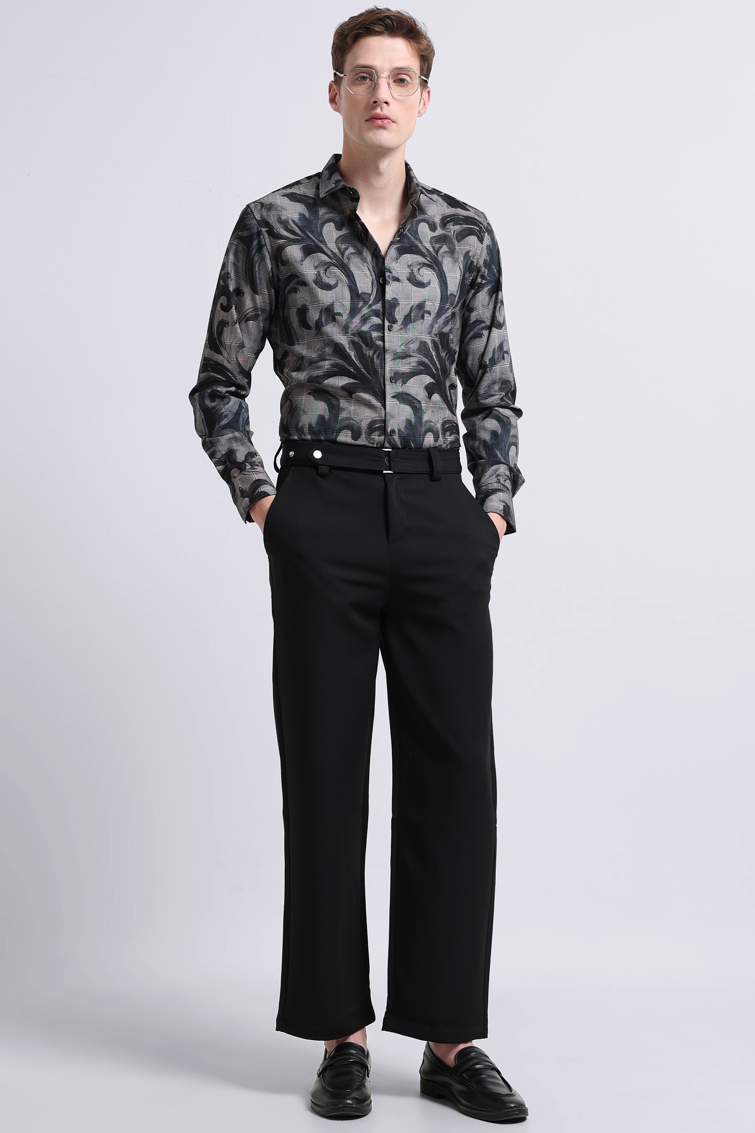 Men Grey Digital Print Shirt
