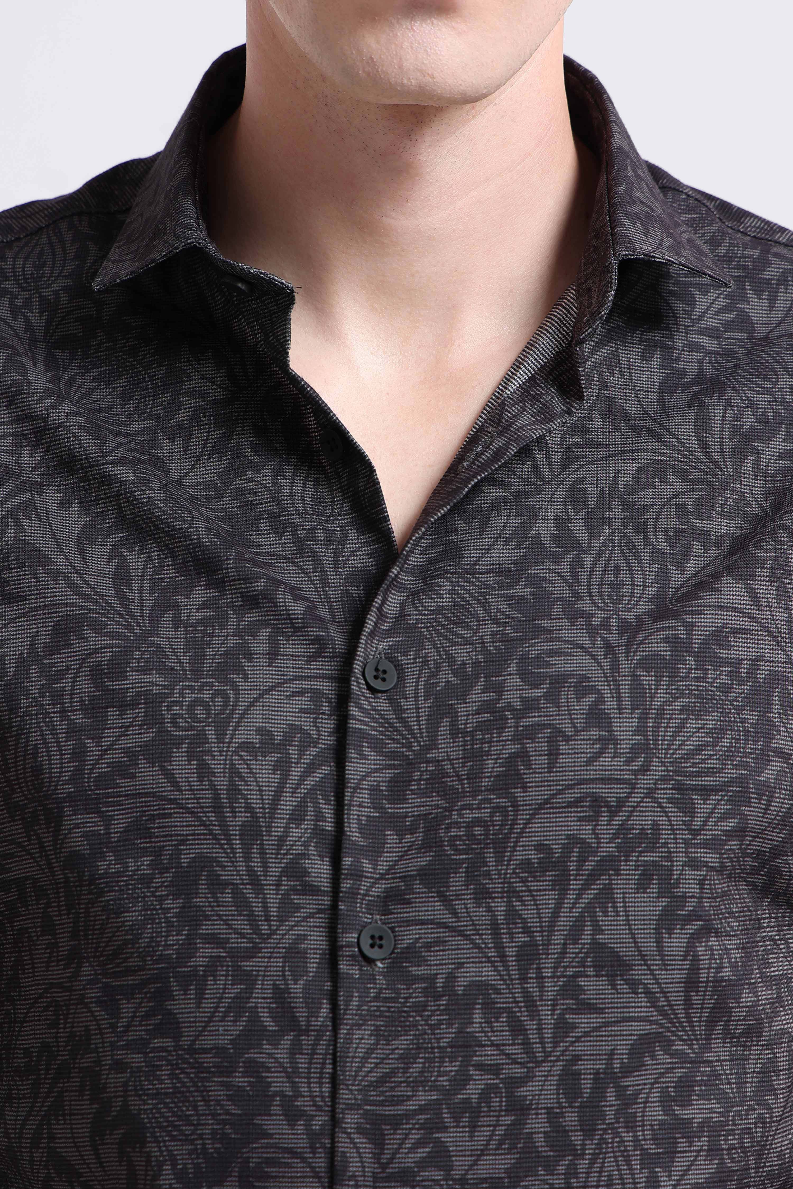 Men Olive  Printed Cotton Blend Shirt