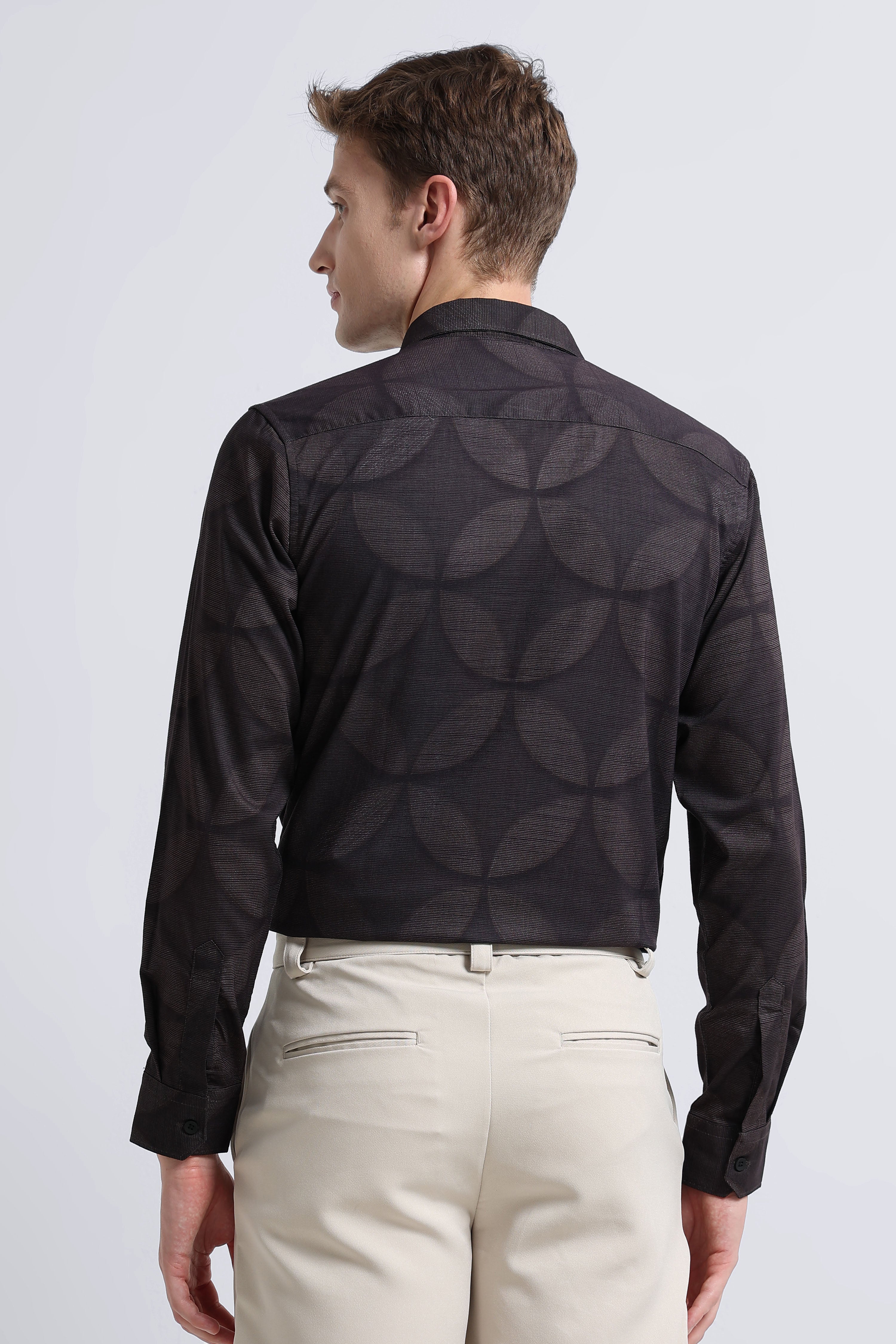 Men Brown Printed Cotton Blend Shirt