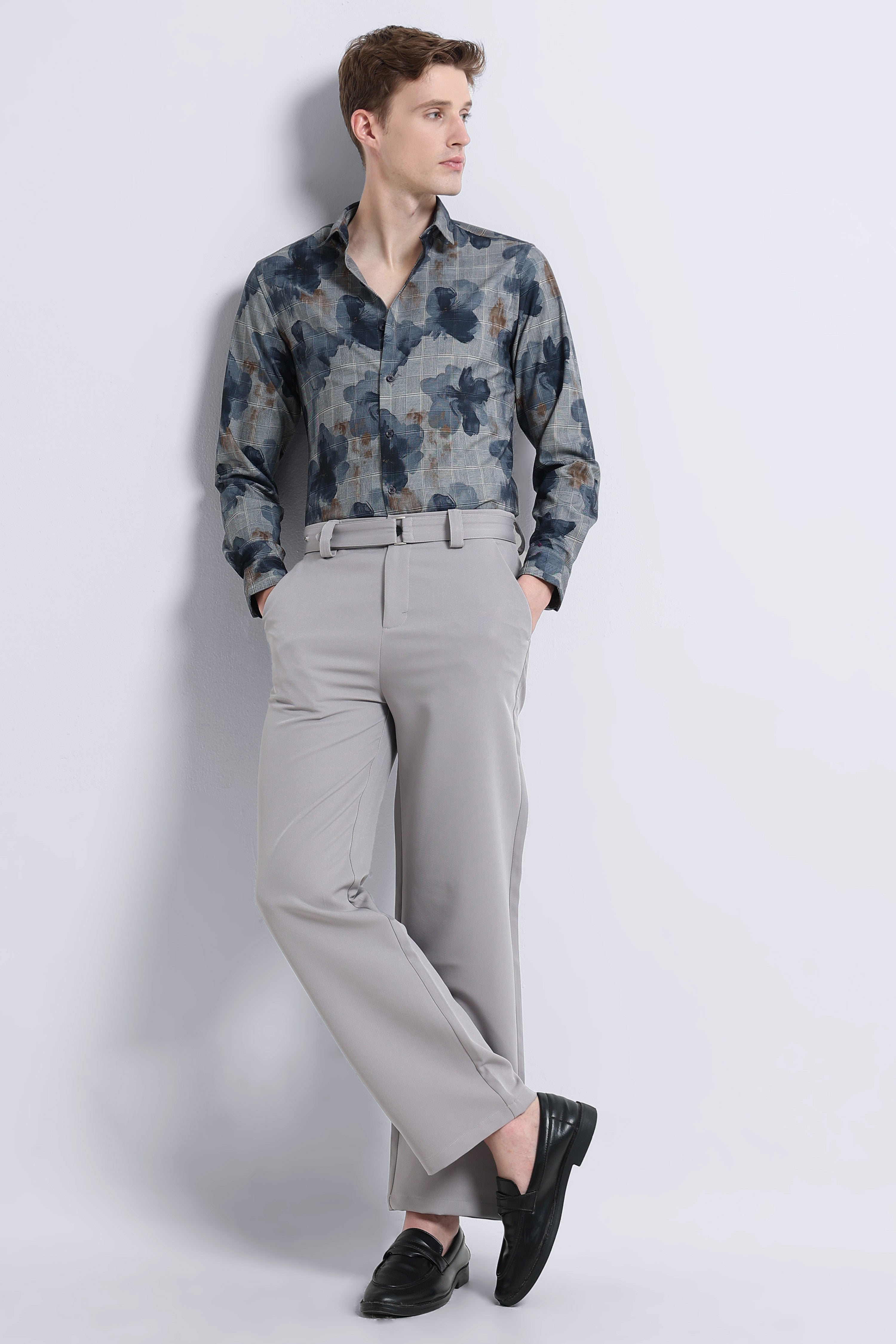 Men Grey Digital Print Shirt
