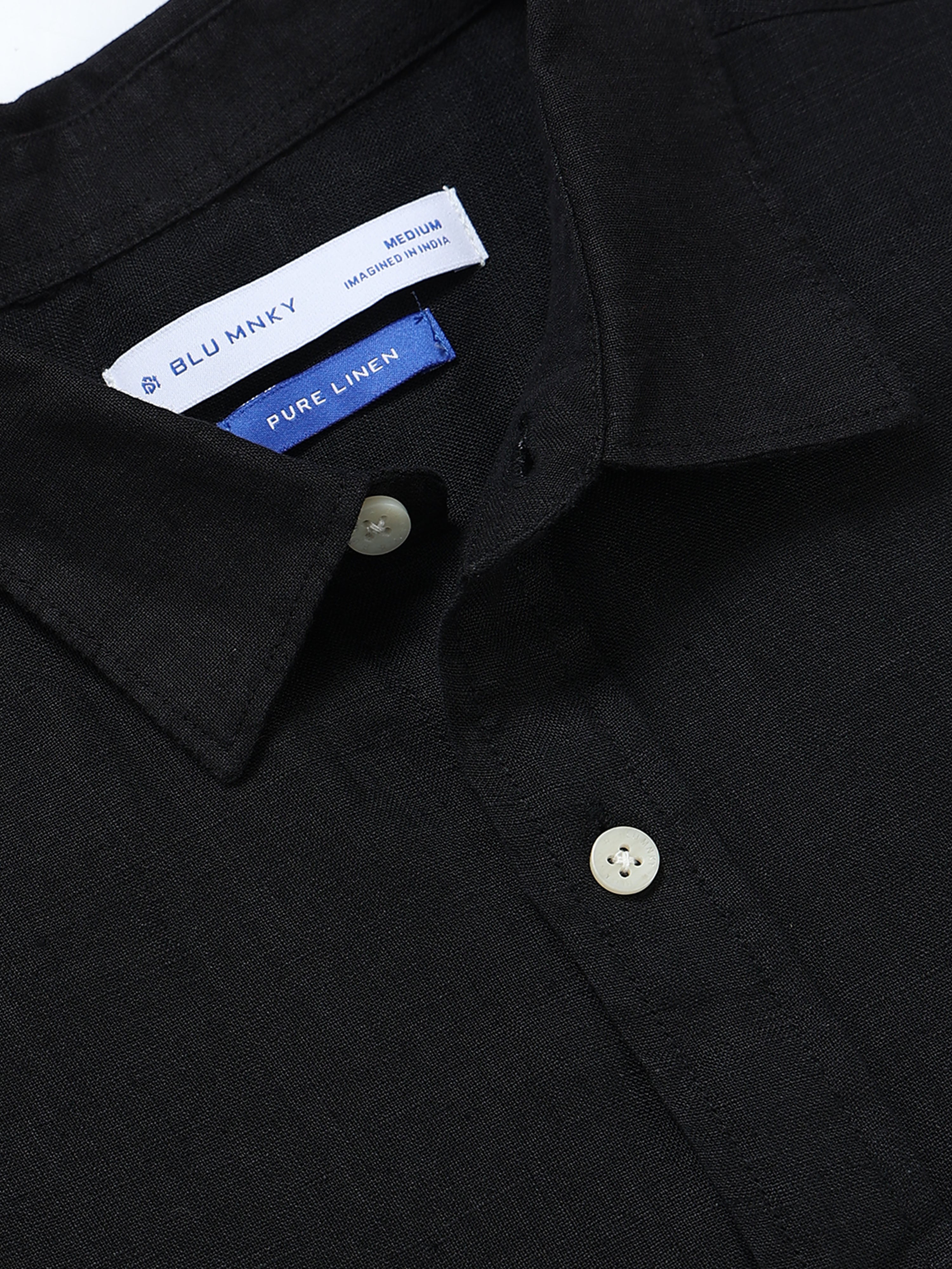 Men Black Classic Linen Shirt