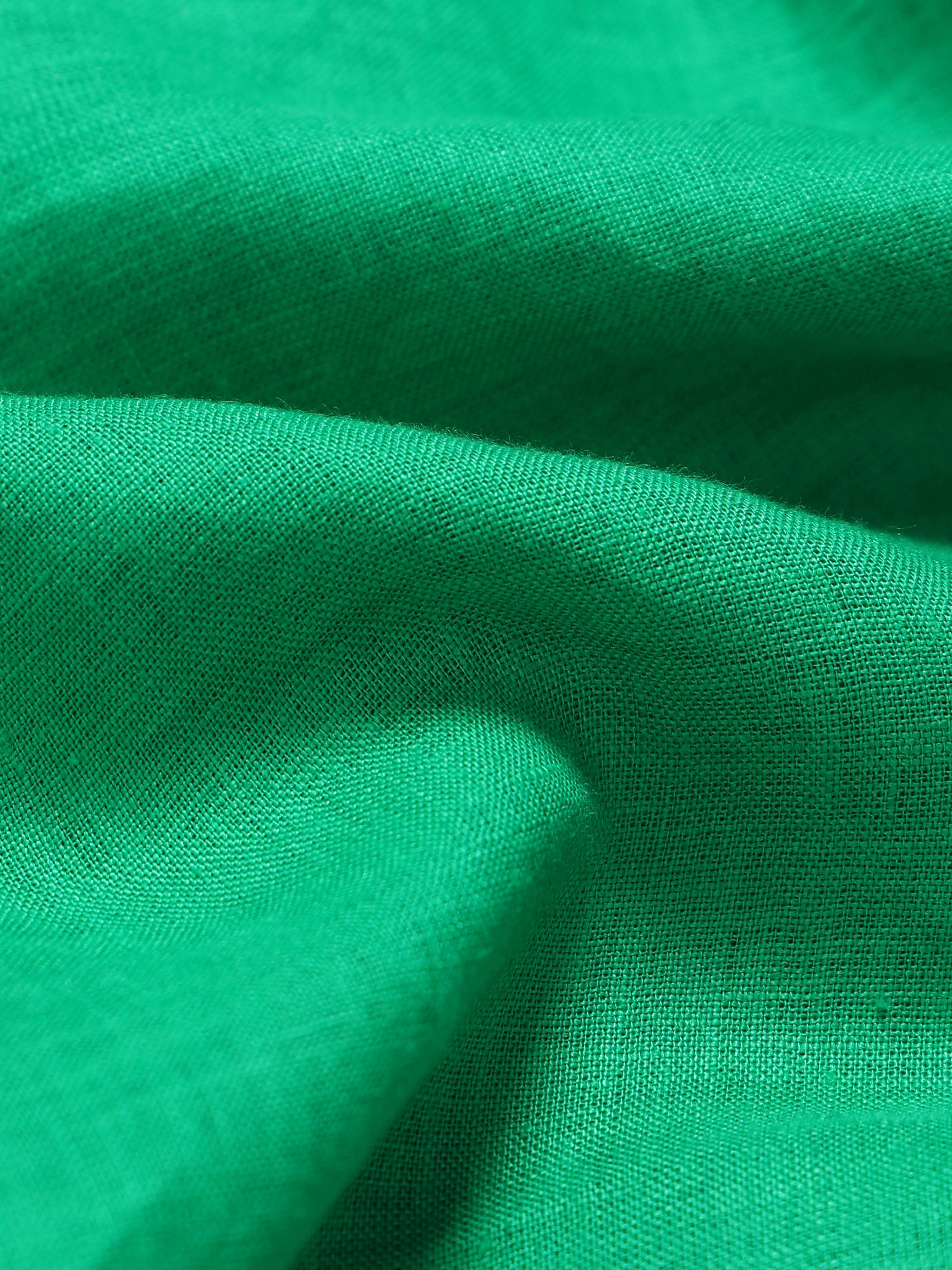 Men Green Classic Linen Shirt