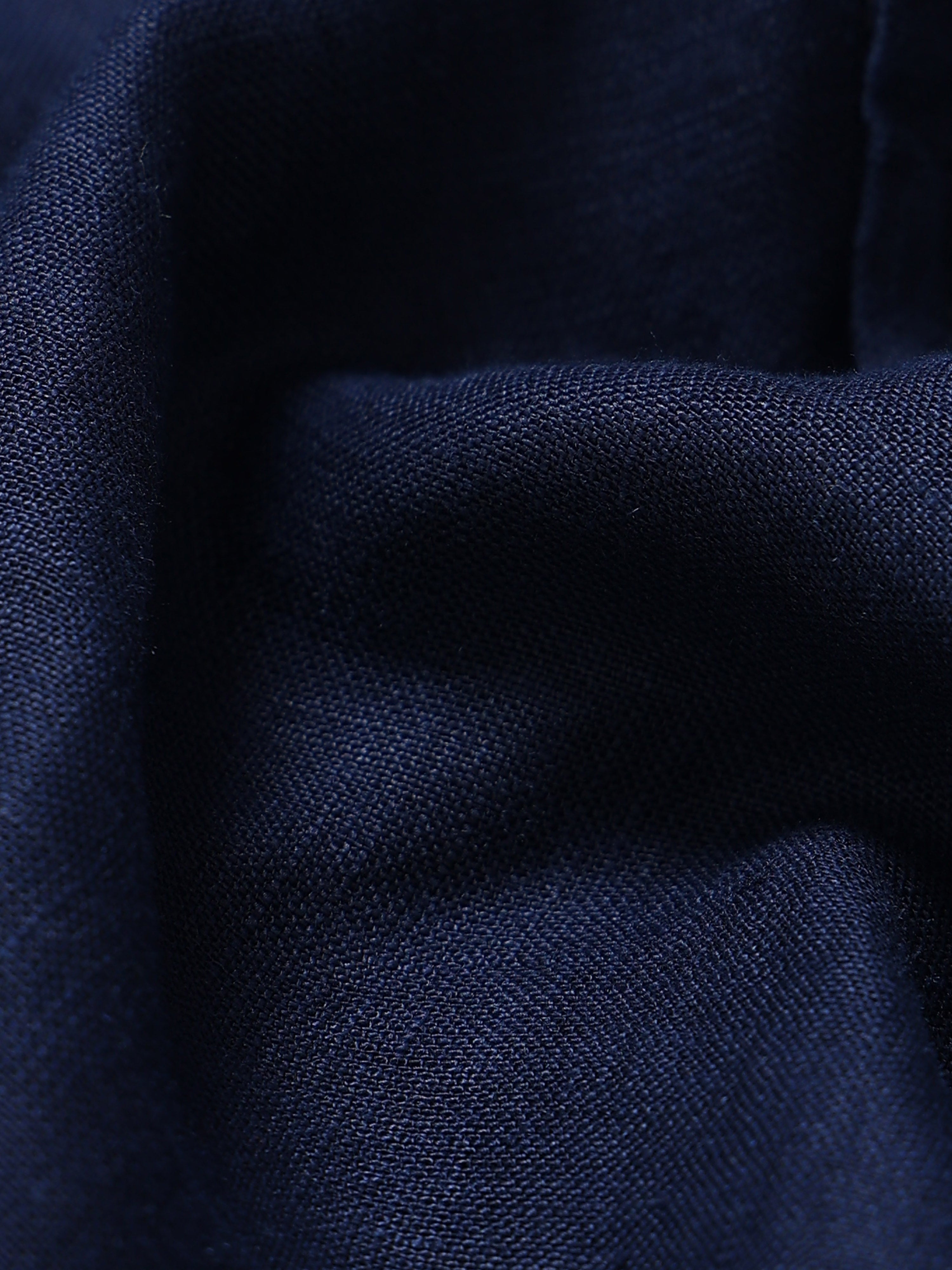 Men Navy Classic Linen Shirt