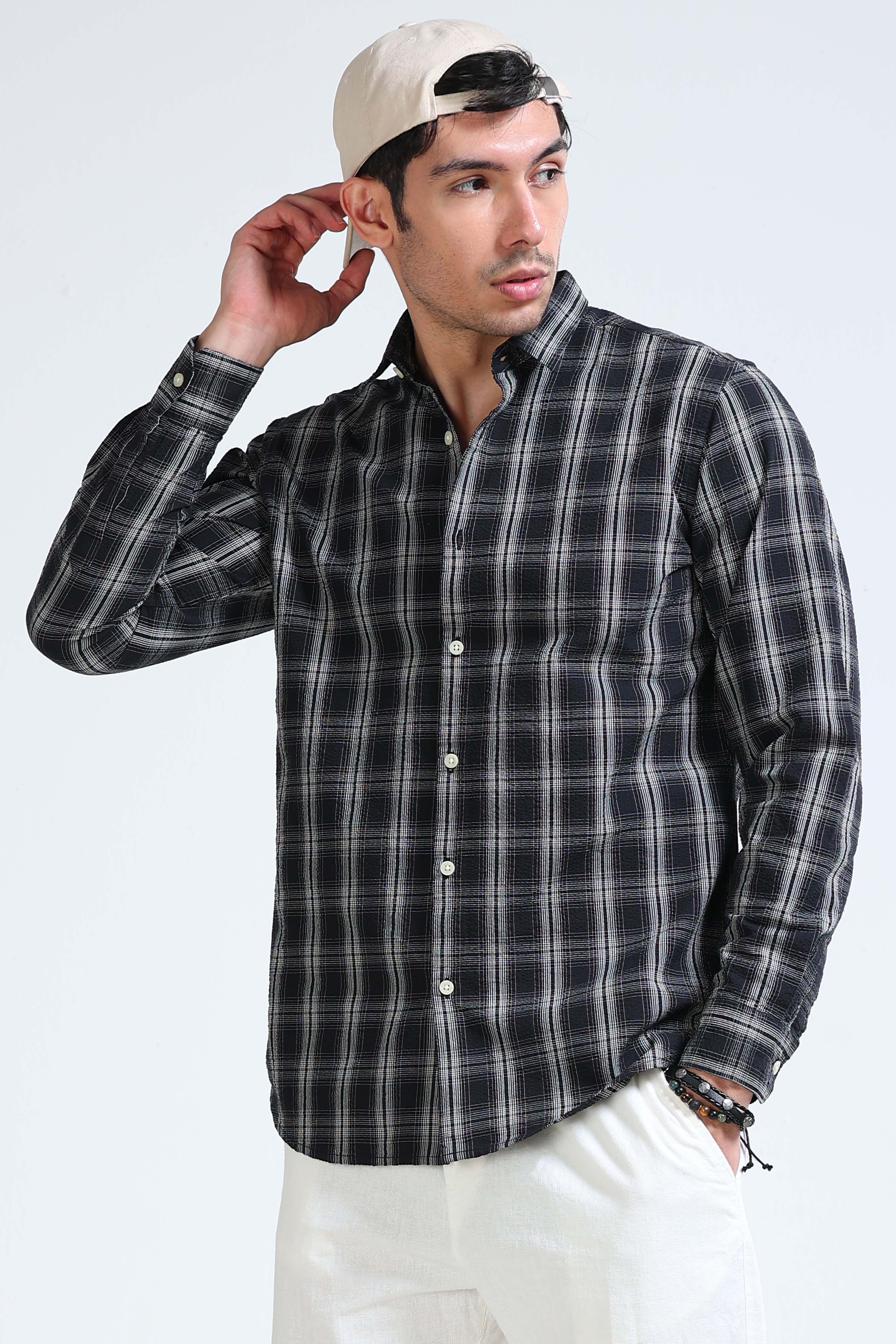 Men Black Checked Casual Shirt