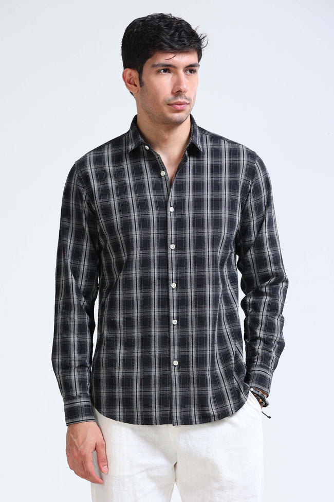 Men Black Checked Casual Shirt