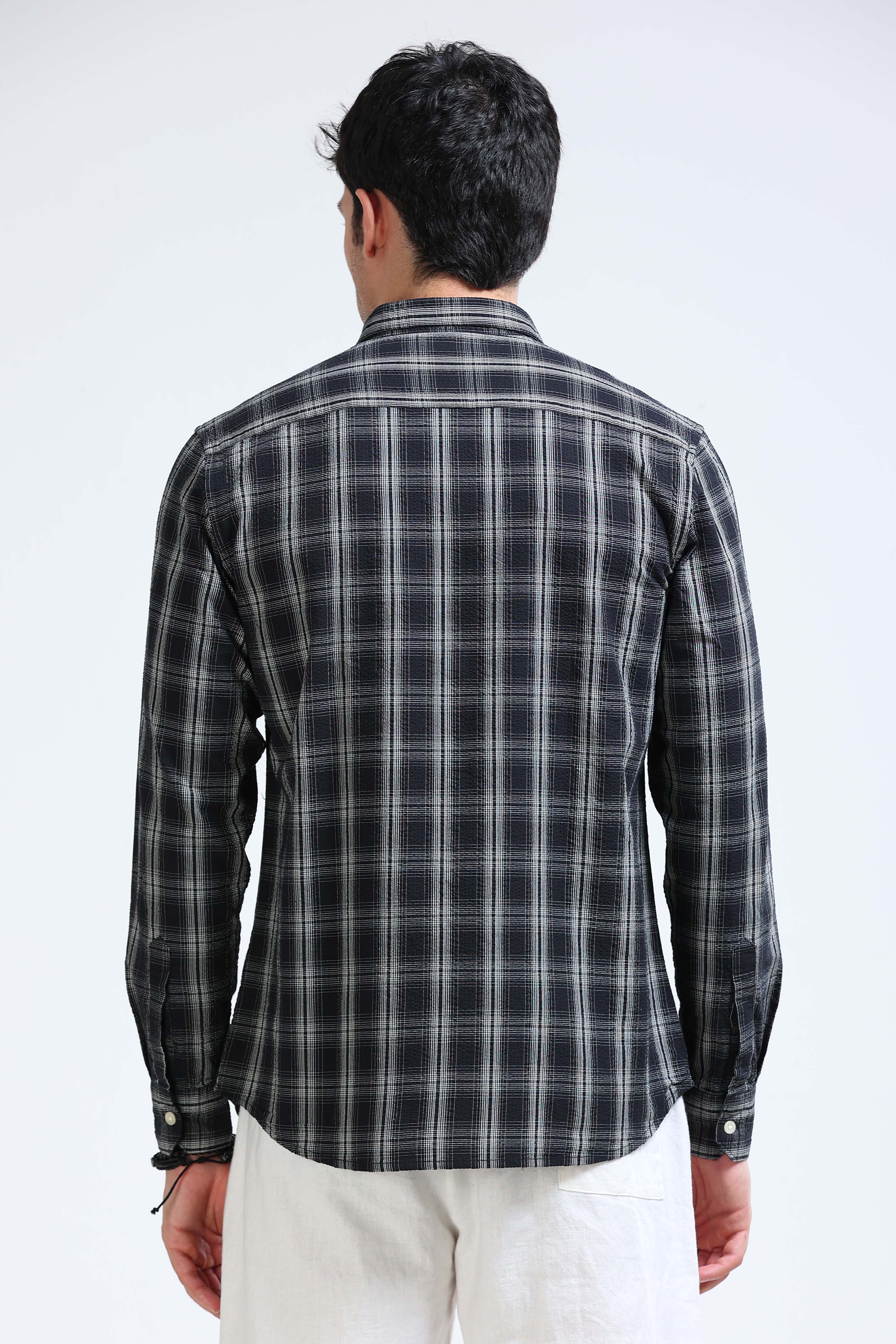 Men Black Checked Casual Shirt
