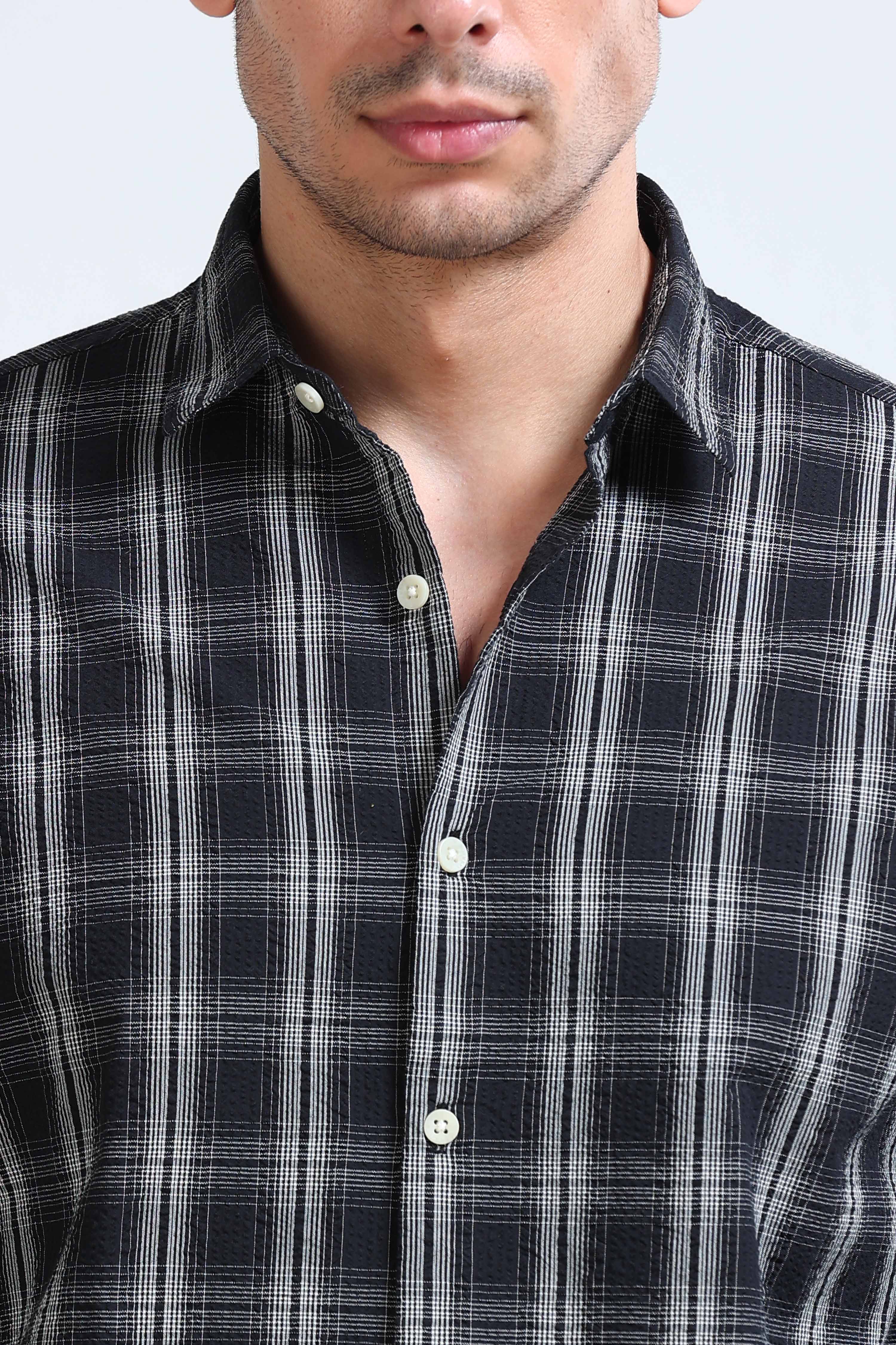Men Black Checked Casual Shirt