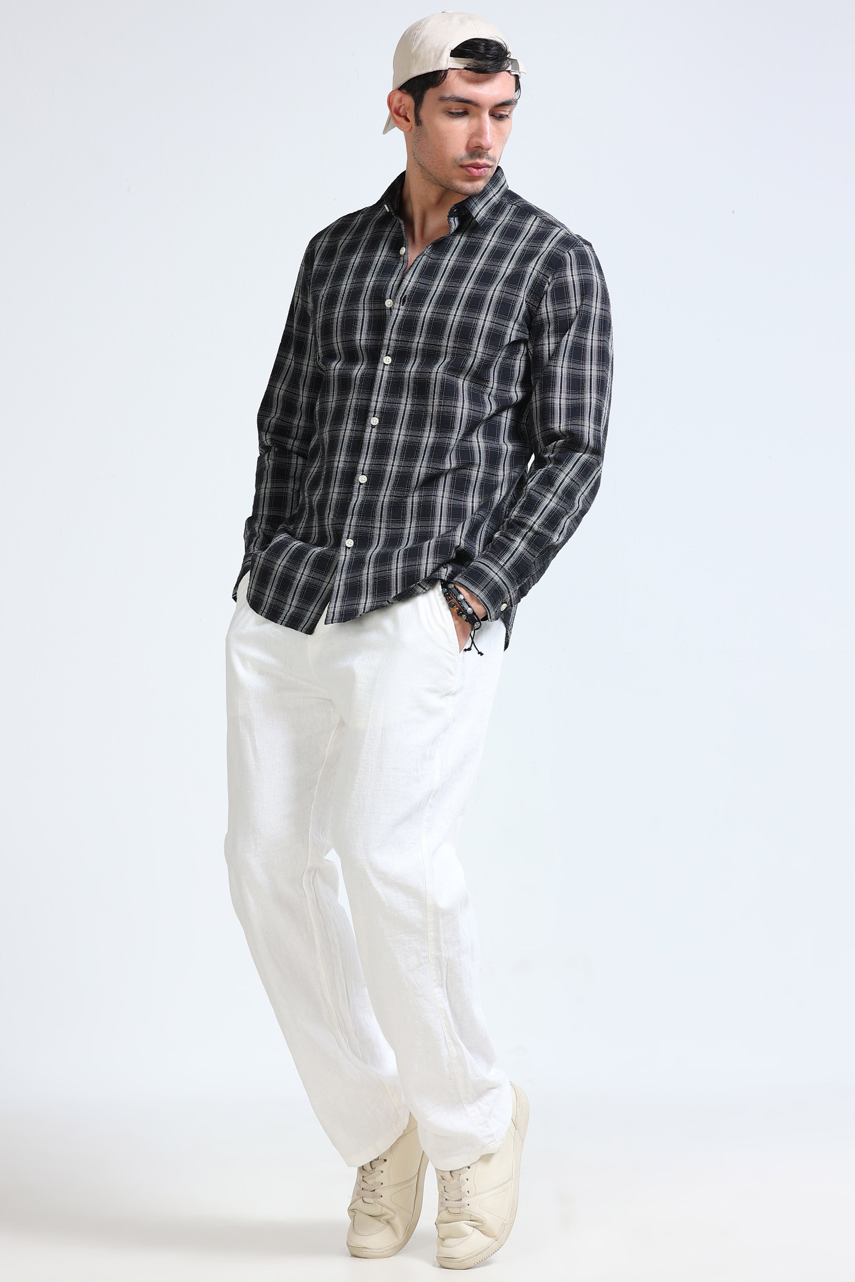 Men Black Checked Casual Shirt