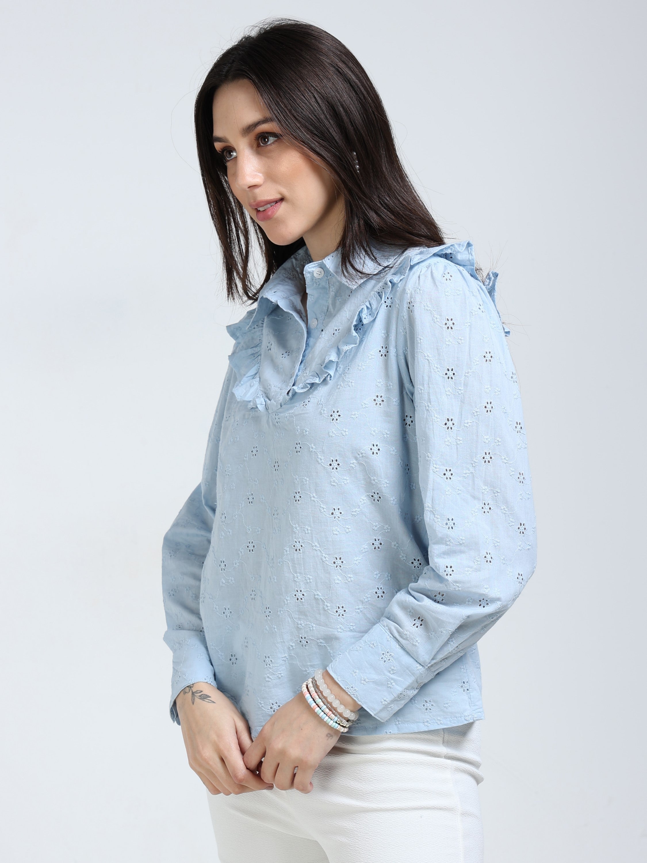 Women Light Blue Regular Fit Shirt