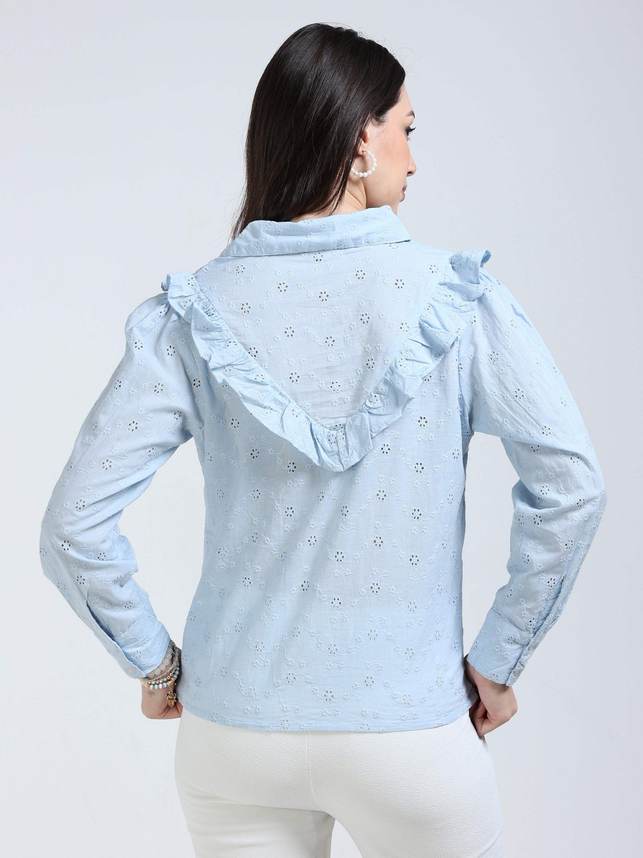 Women Light Blue Regular Fit Shirt