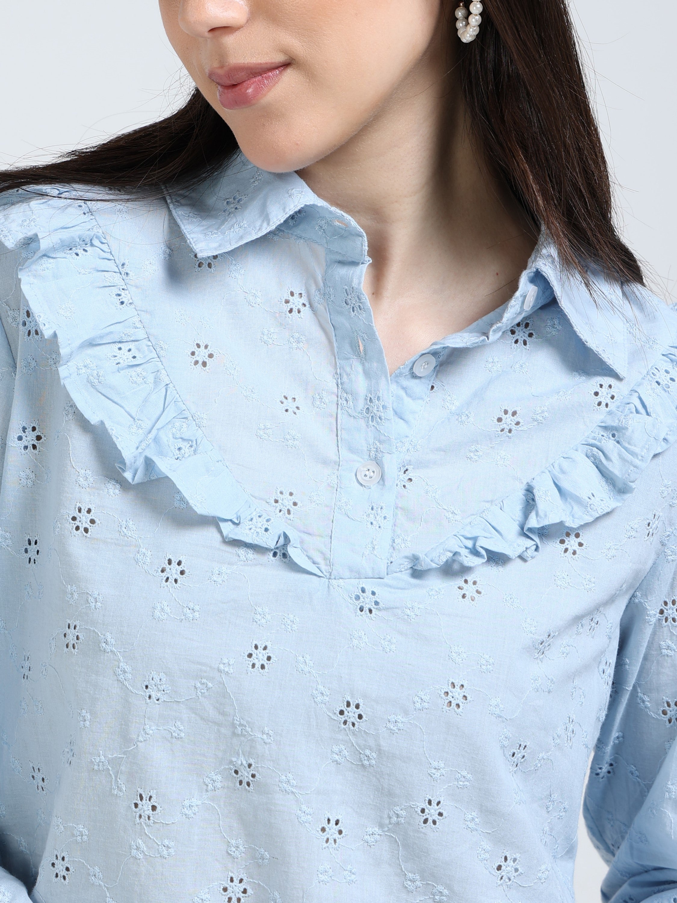 Women Light Blue Regular Fit Shirt