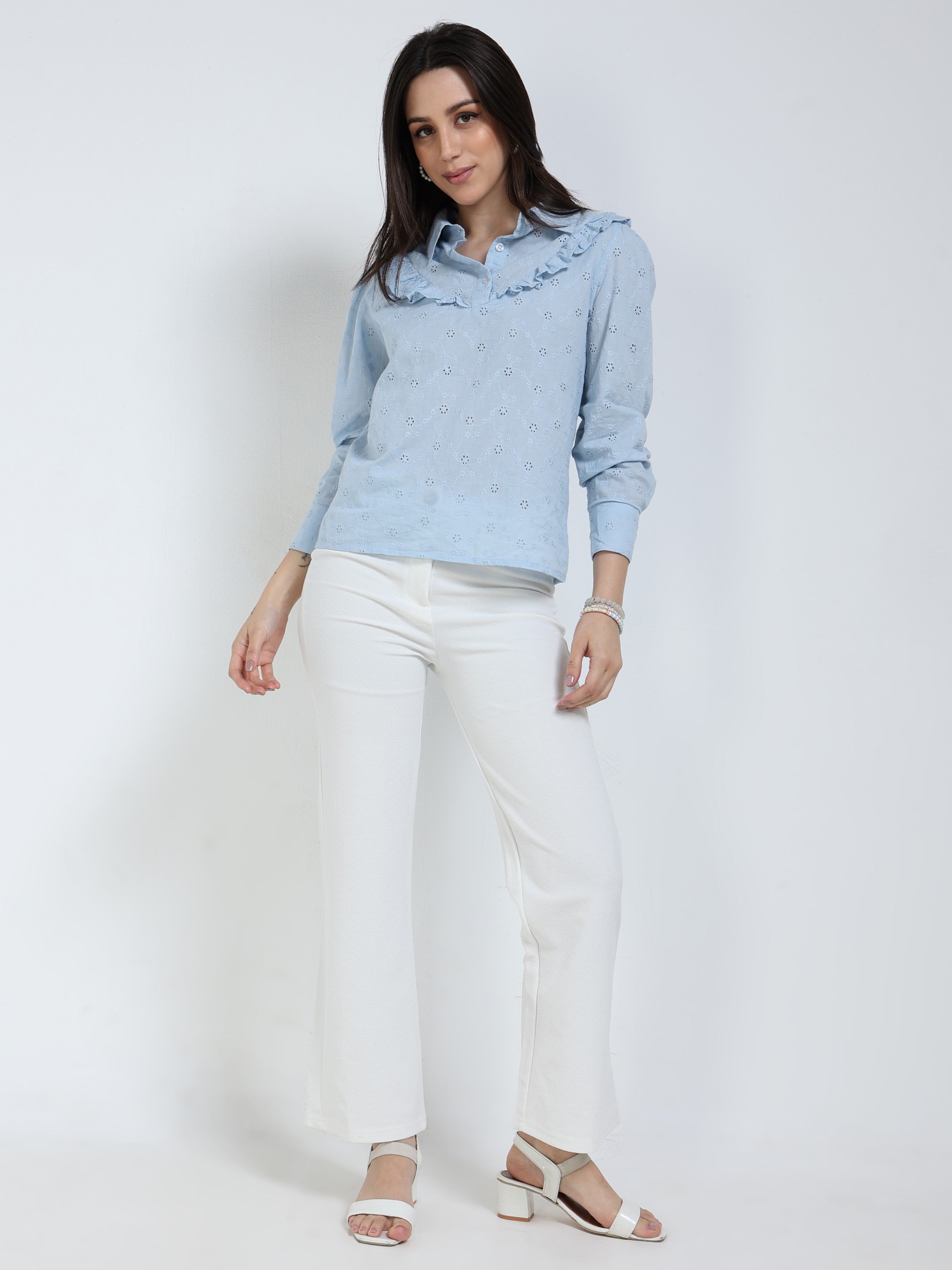 Women Light Blue Regular Fit Shirt
