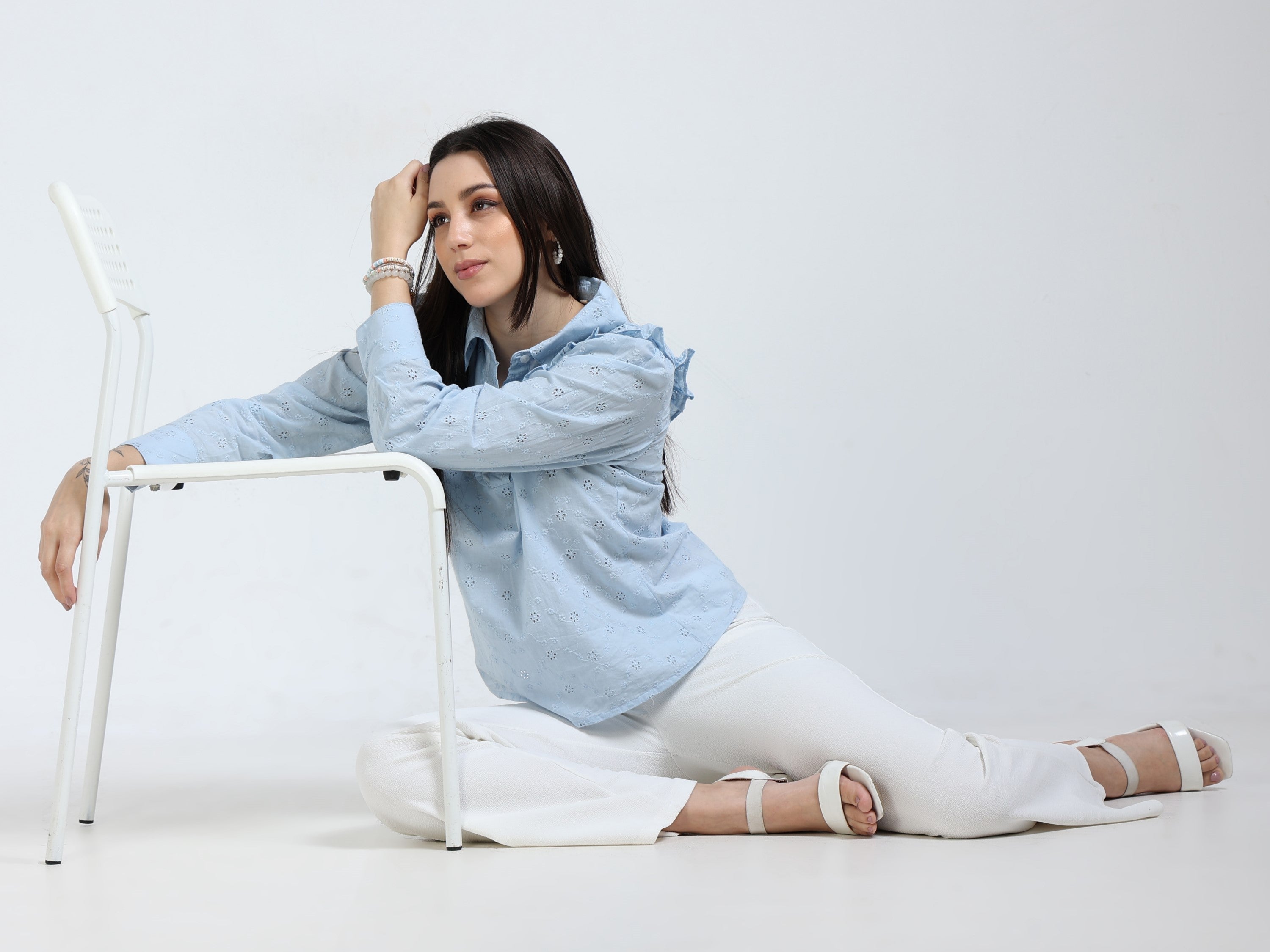 Women Light Blue Regular Fit Shirt