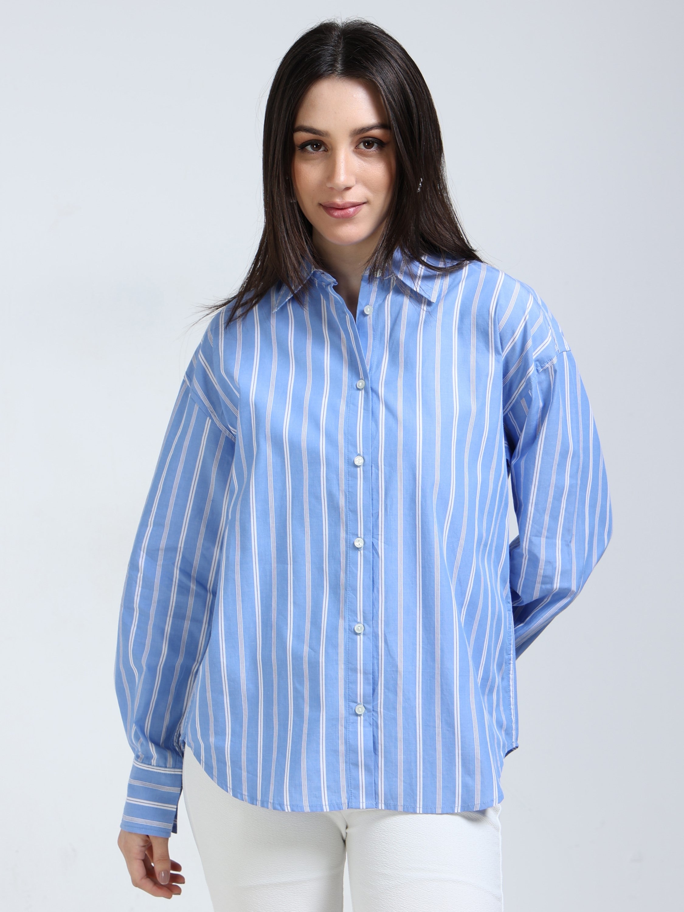 Women Striped Oversized Shirt