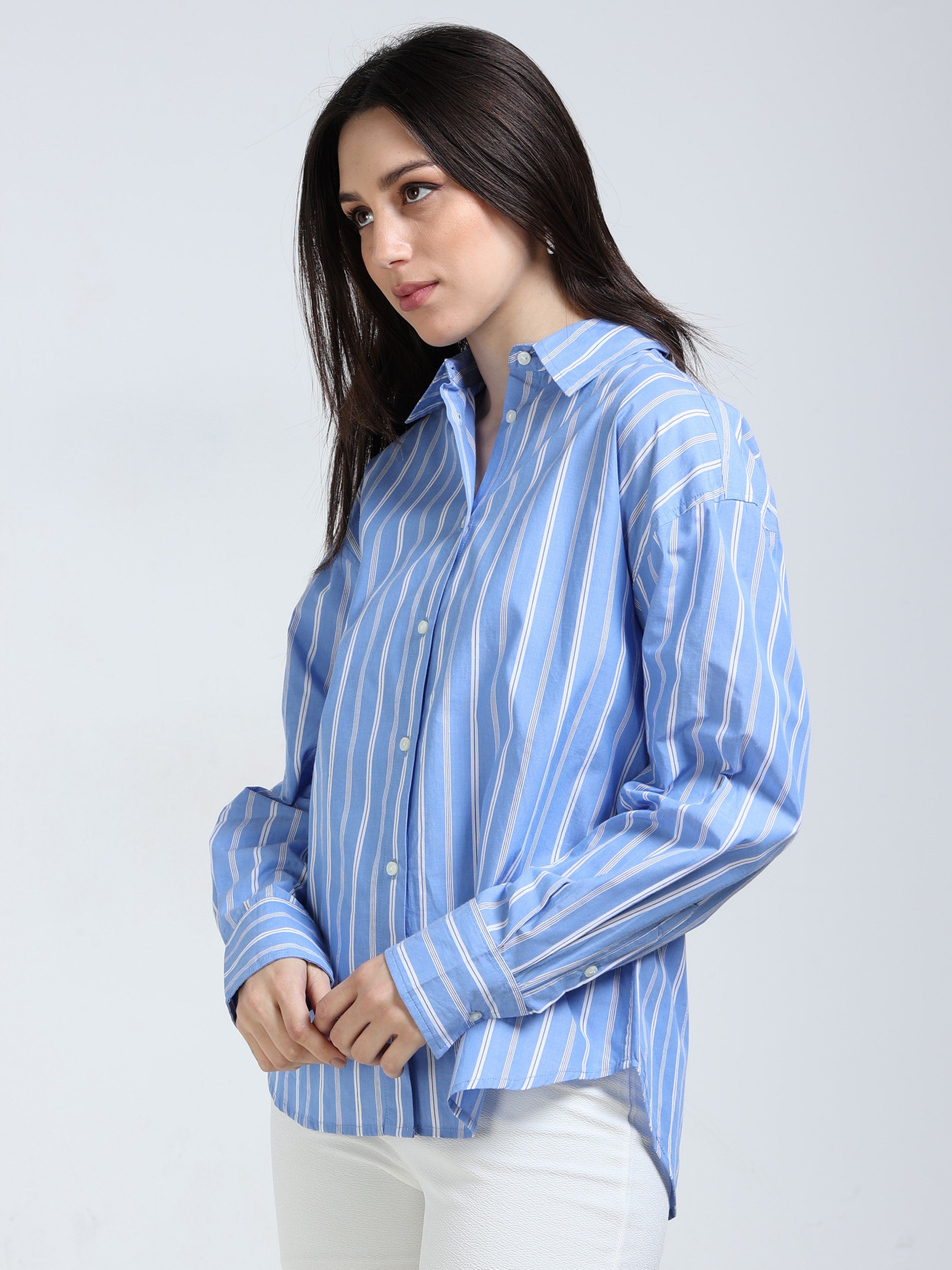 Women Striped Oversized Shirt