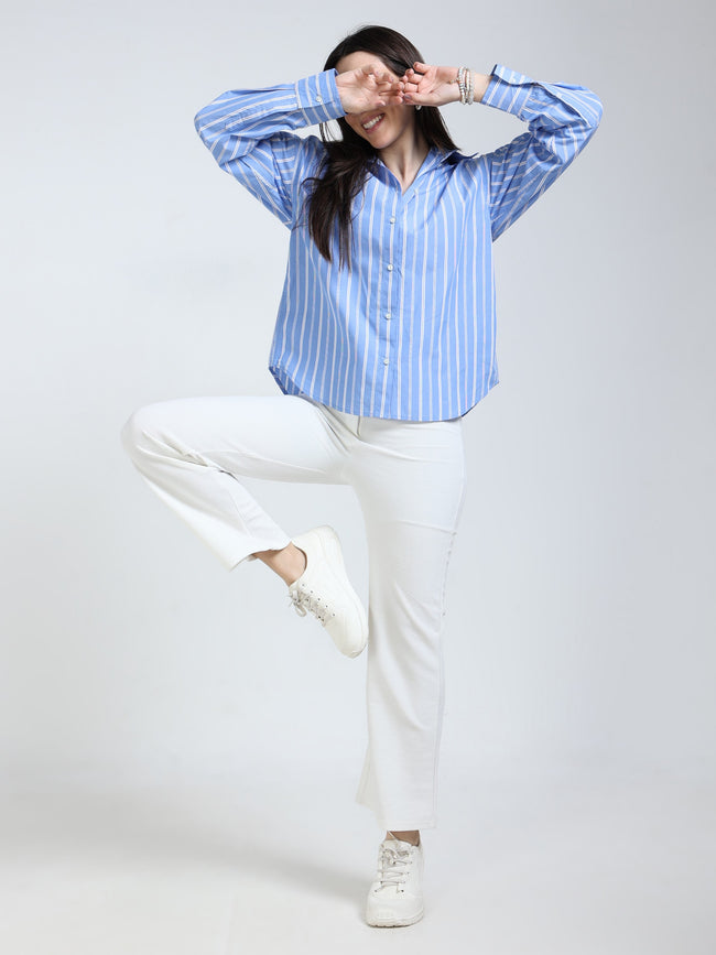 Women Striped Oversized Shirt