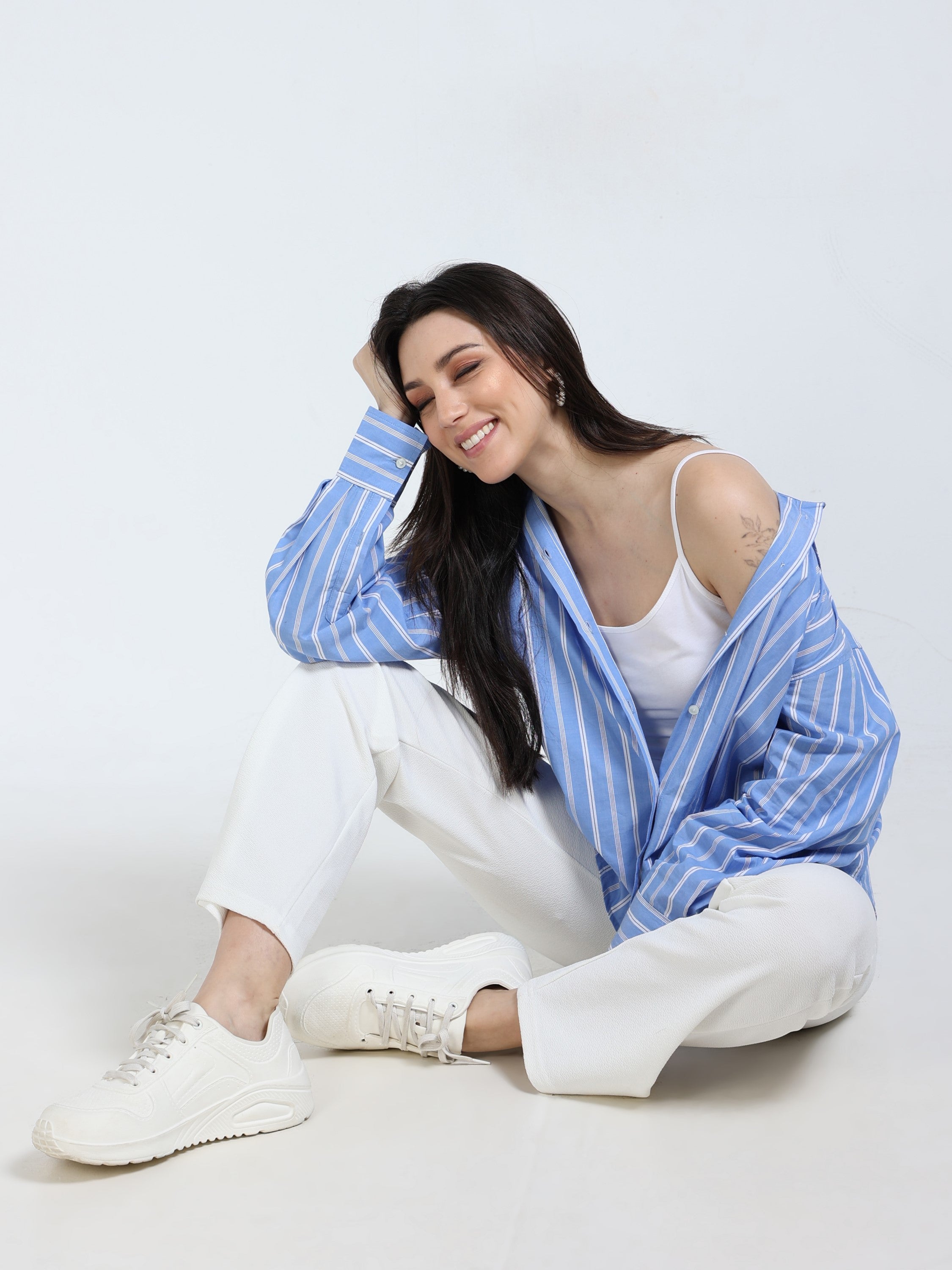 Women Striped Oversized Shirt