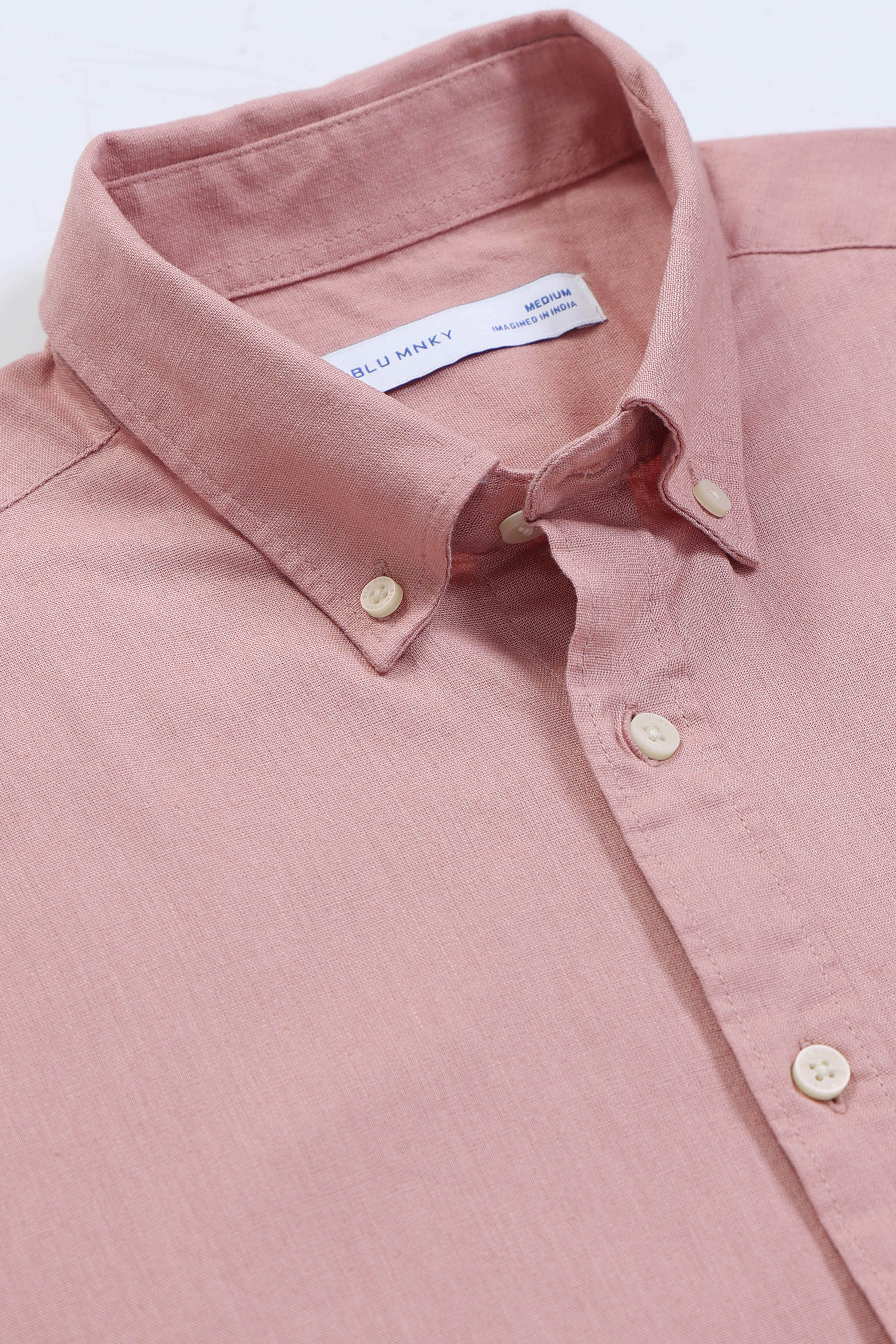 Men Peach Button-Down Shirt