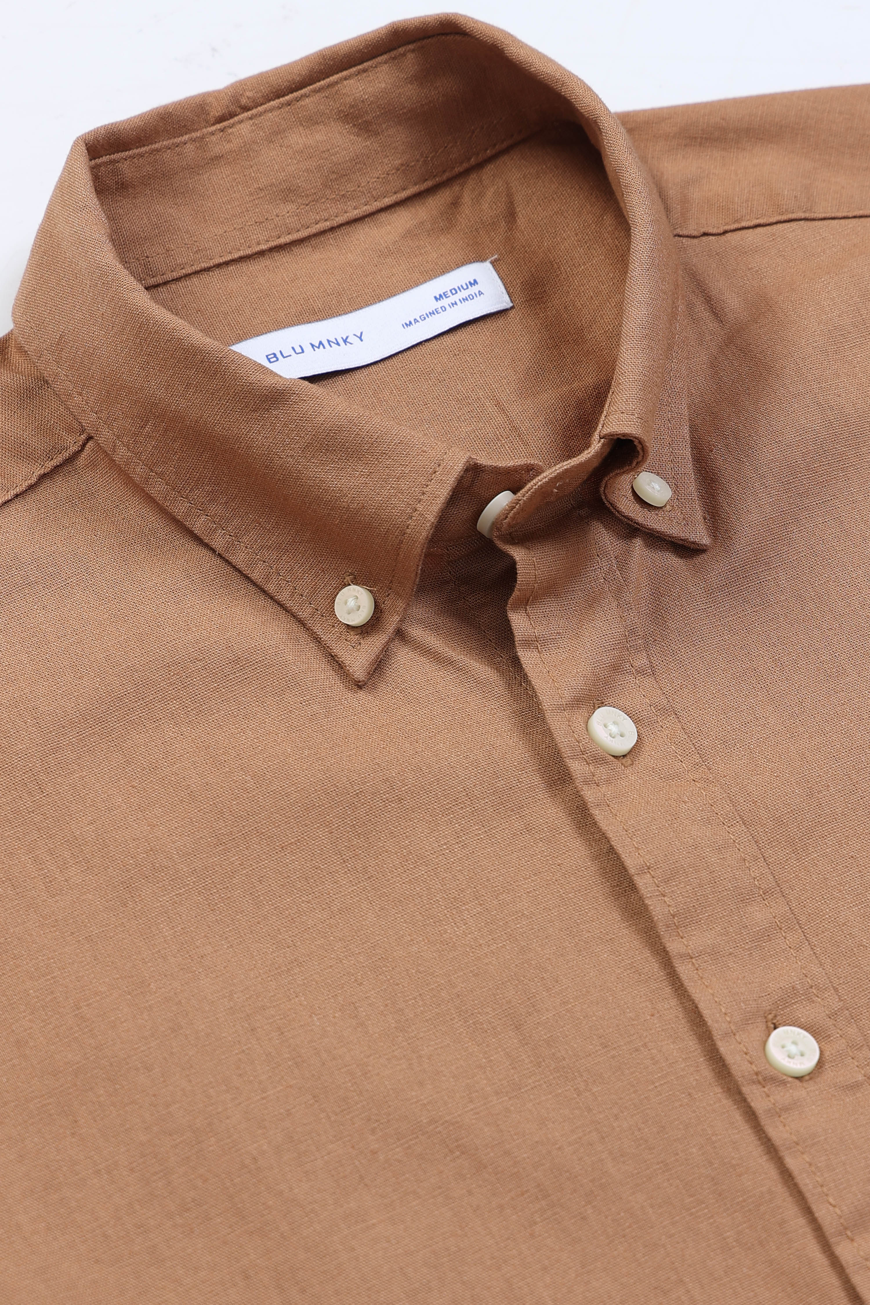 Men Mustard Button-Down Shirt