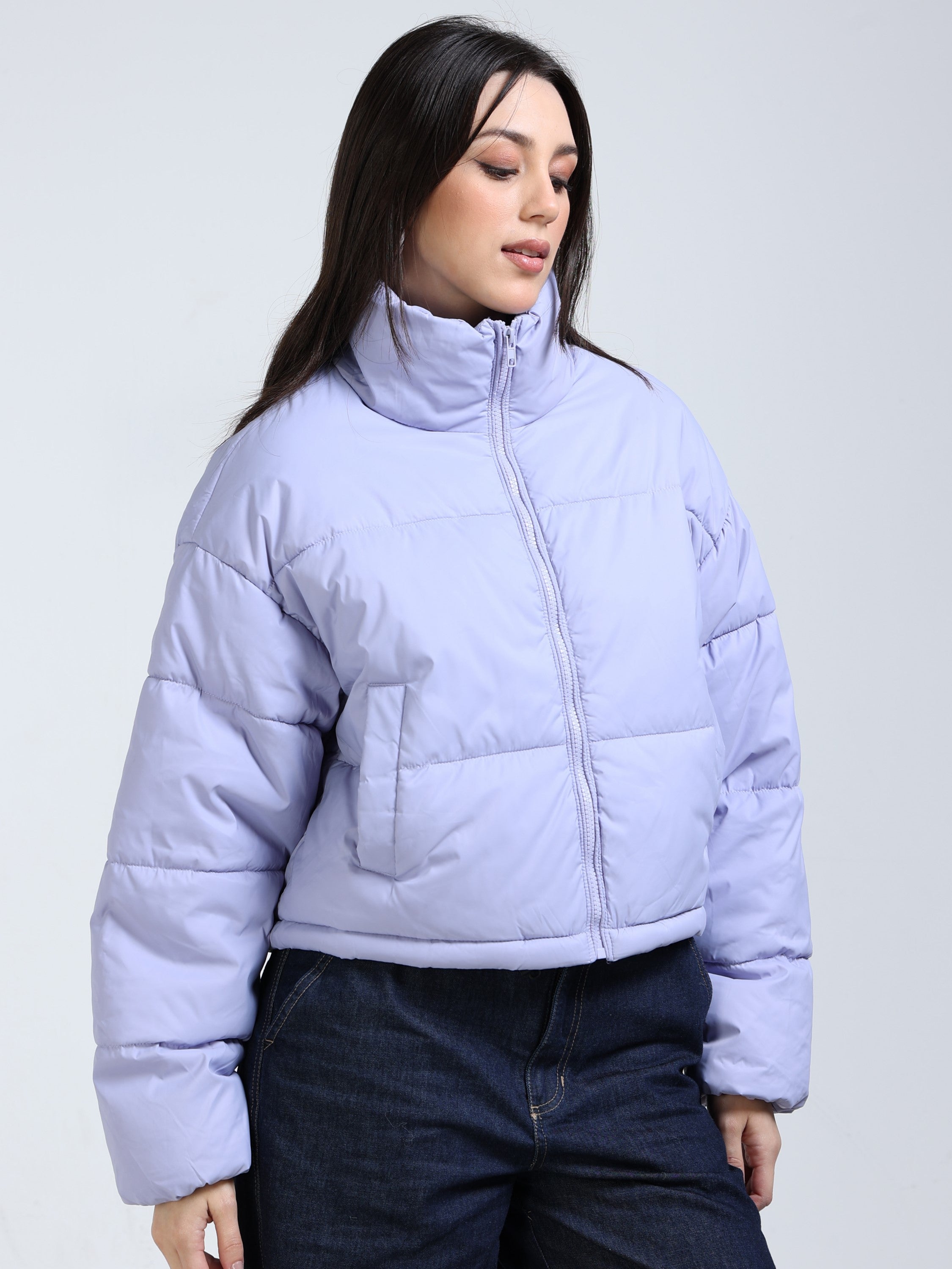 Women Lilac Light Weight Puffer Jacket