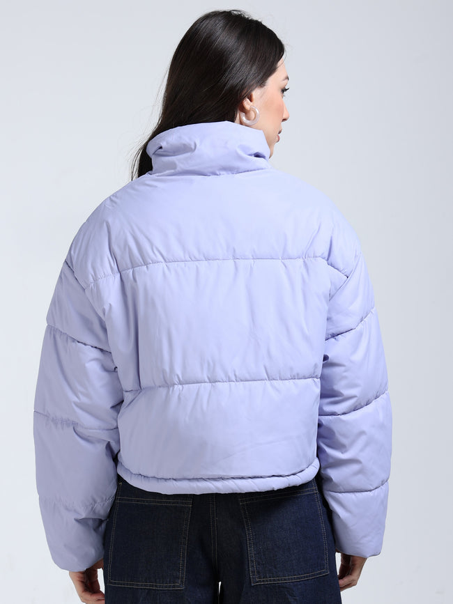 Women Lilac Light Weight Puffer Jacket