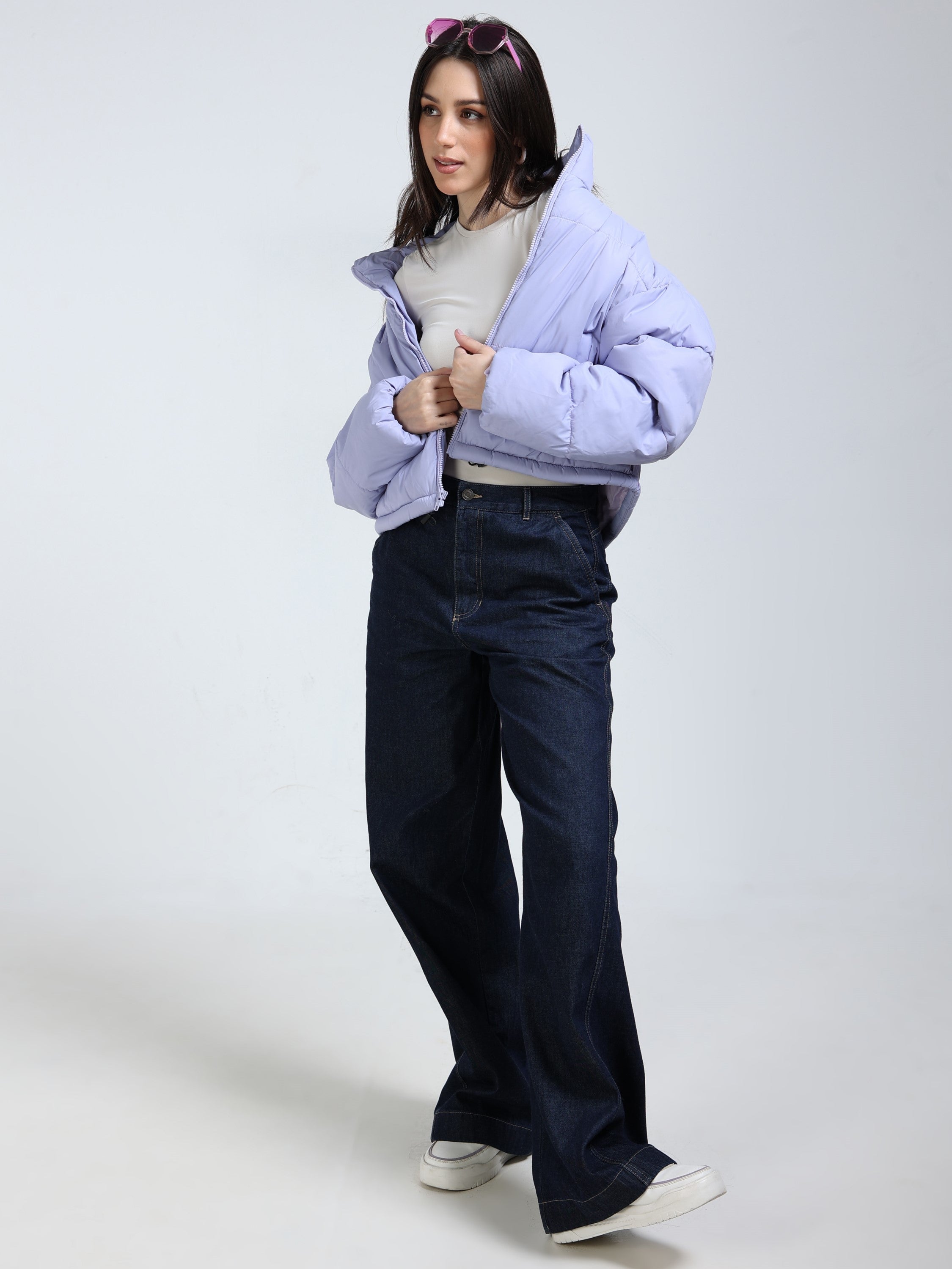 Women Lilac Light Weight Puffer Jacket