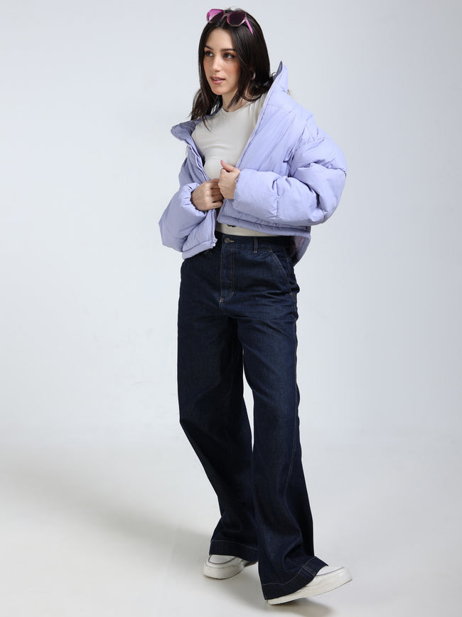 Women Lilac Light Weight Puffer Jacket