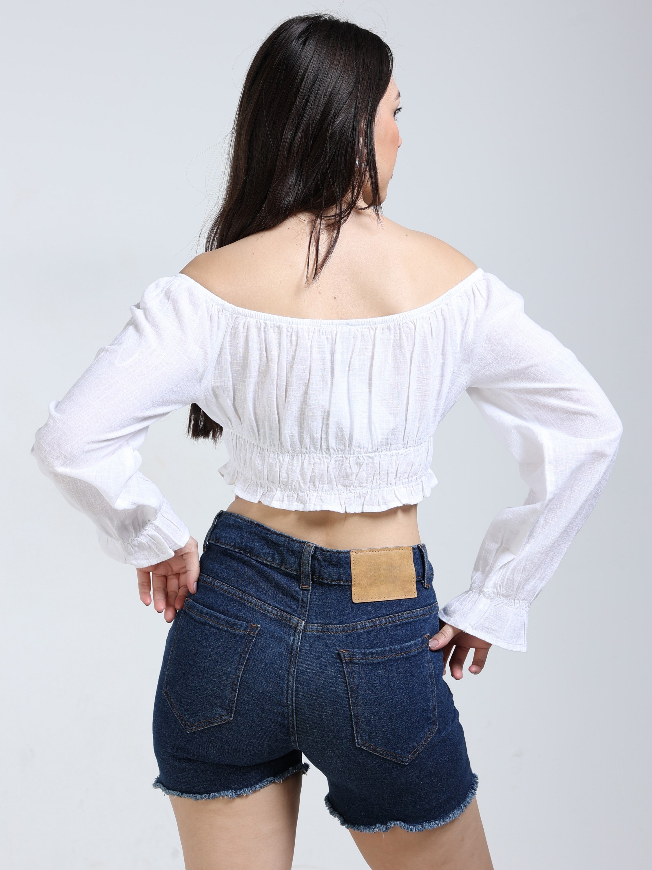 Women White Off Shoulder Crop Top
