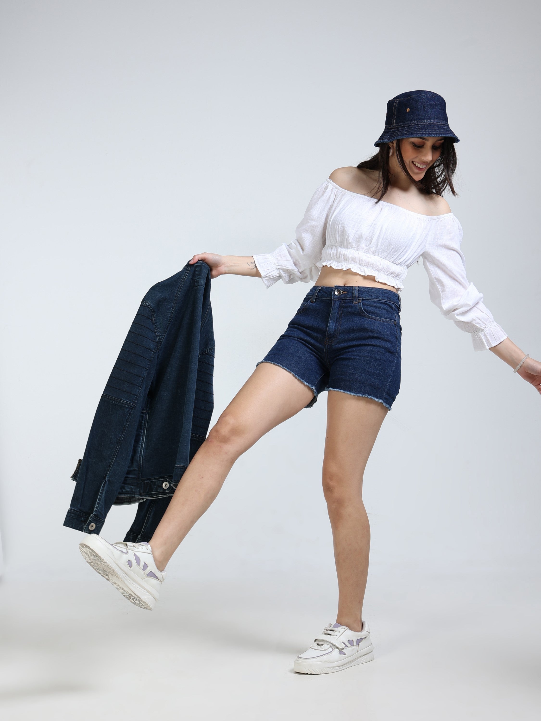 Women White Off Shoulder Crop Top