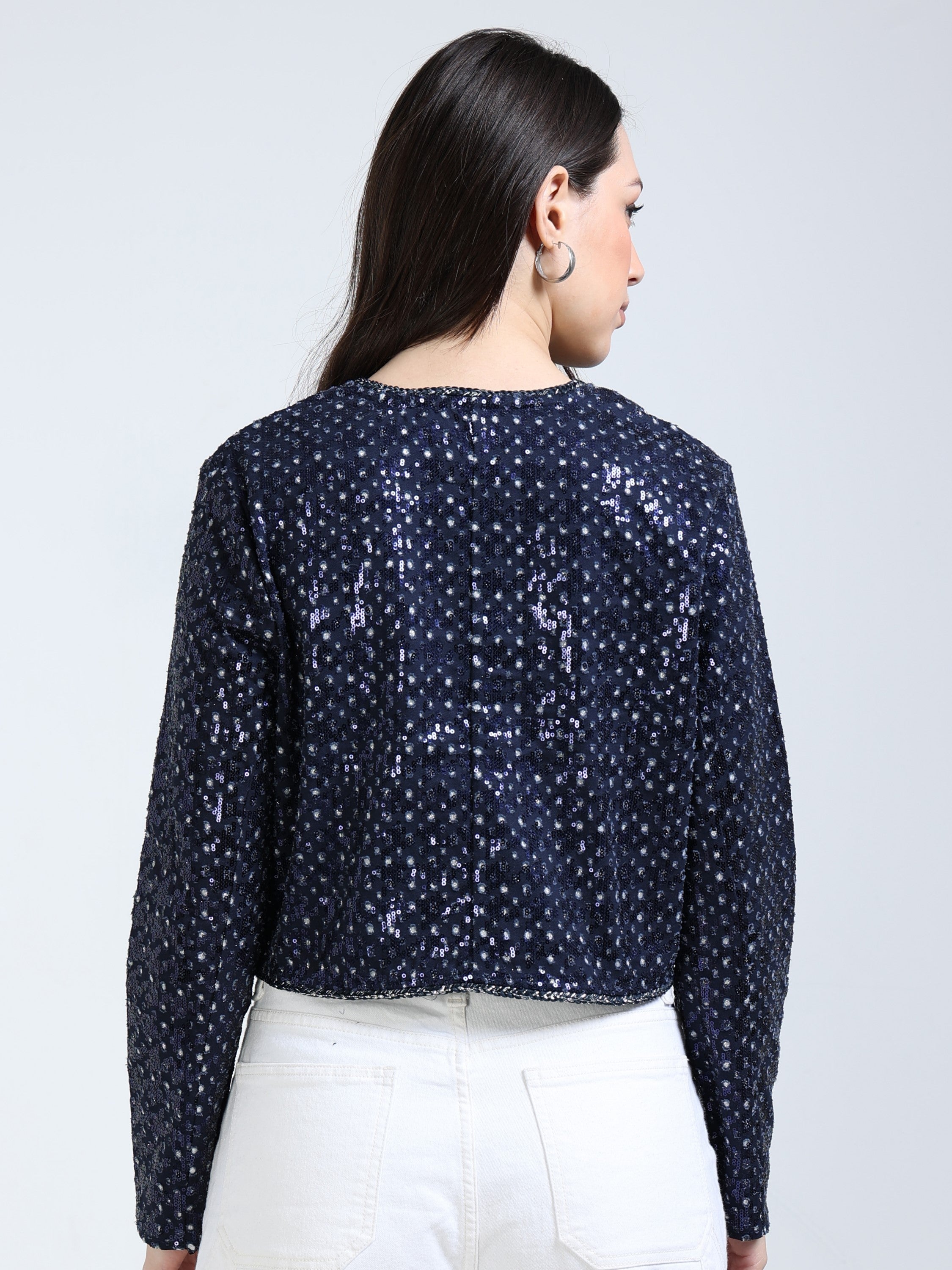 womens Navy Regular Fit Jacket
