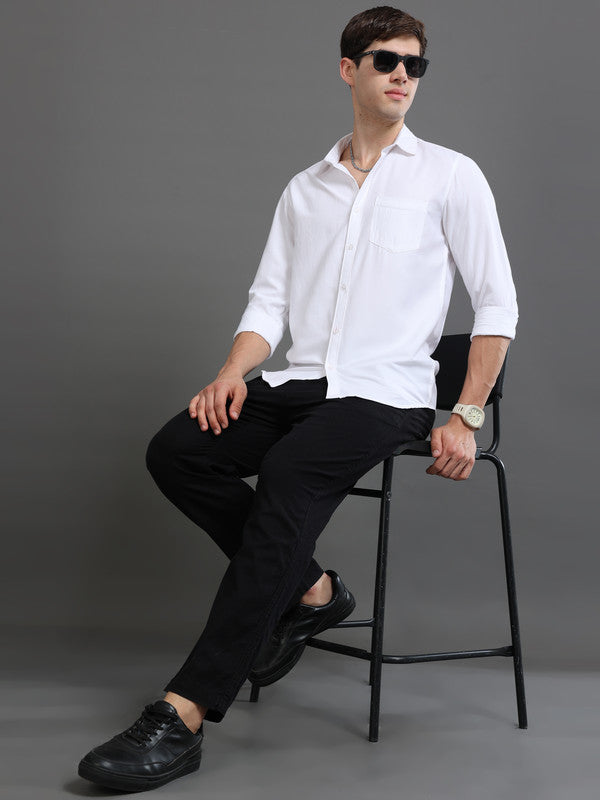 Men White Casual Shirt