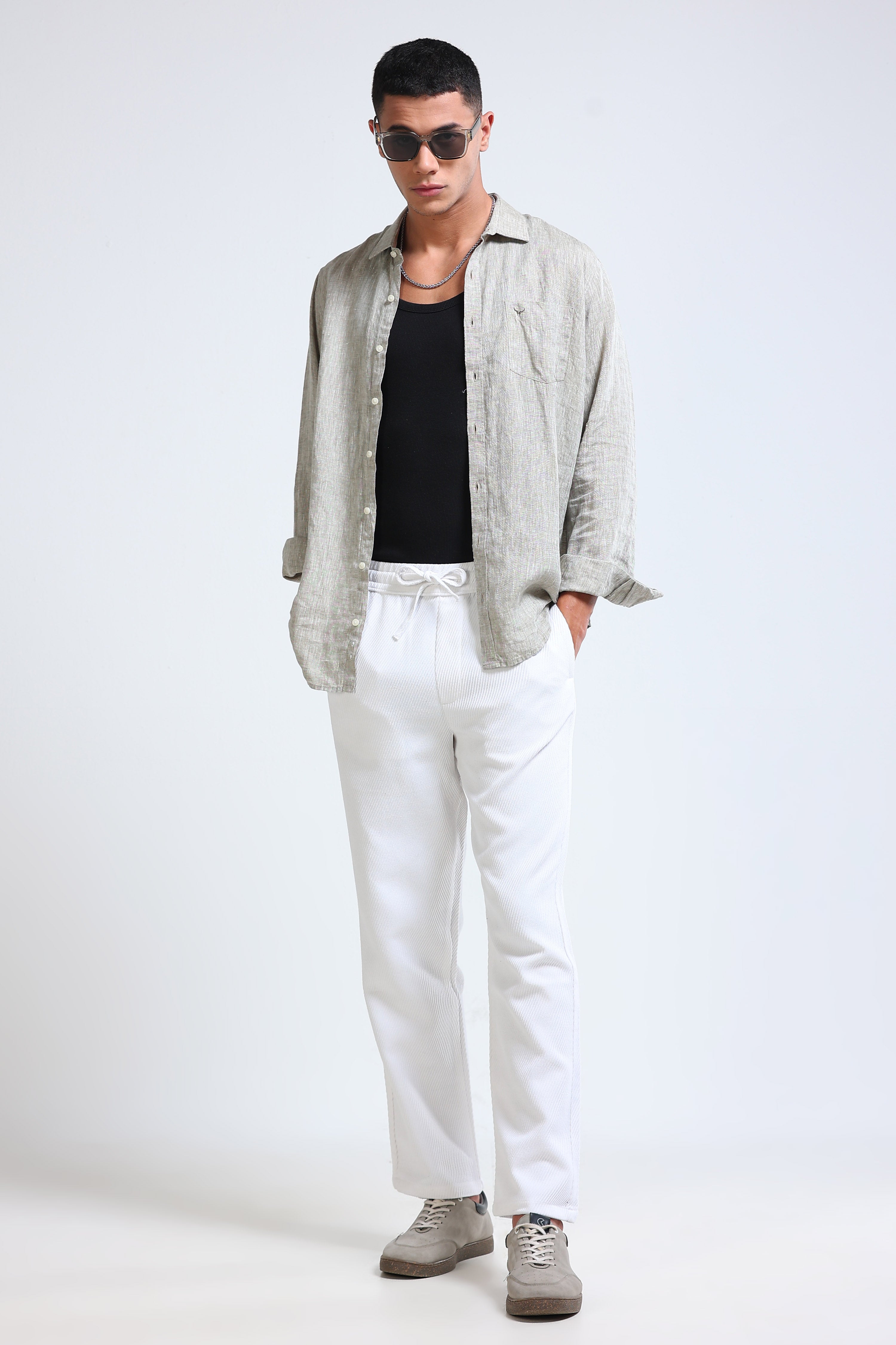 Men White Everyday Trousers