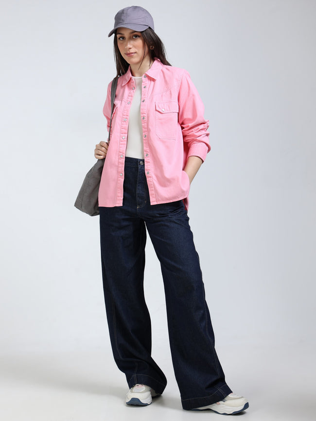 Women Coral Regular Fit Shirt