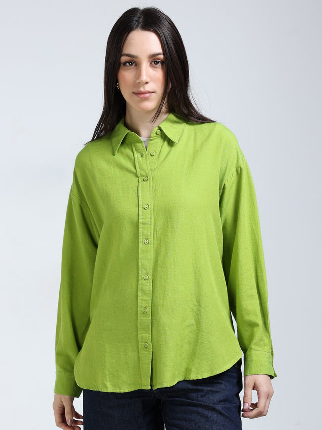Women Green Oversized Shirt