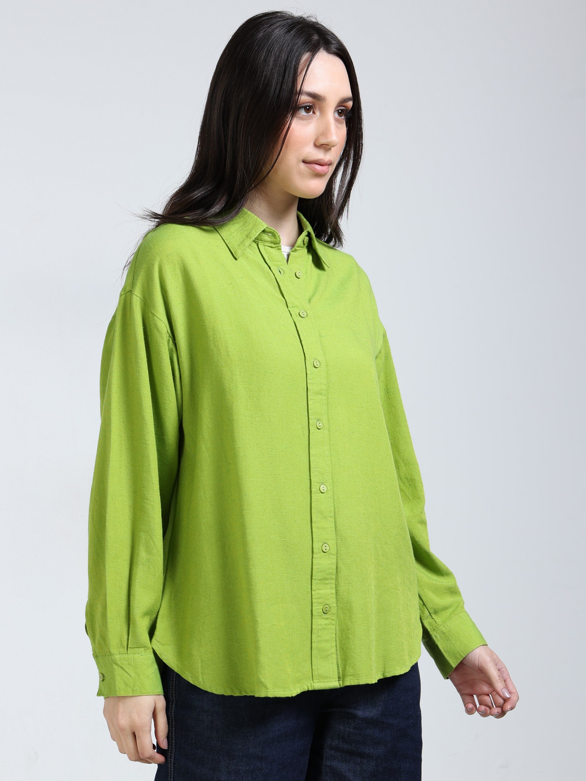 Women Green Oversized Shirt