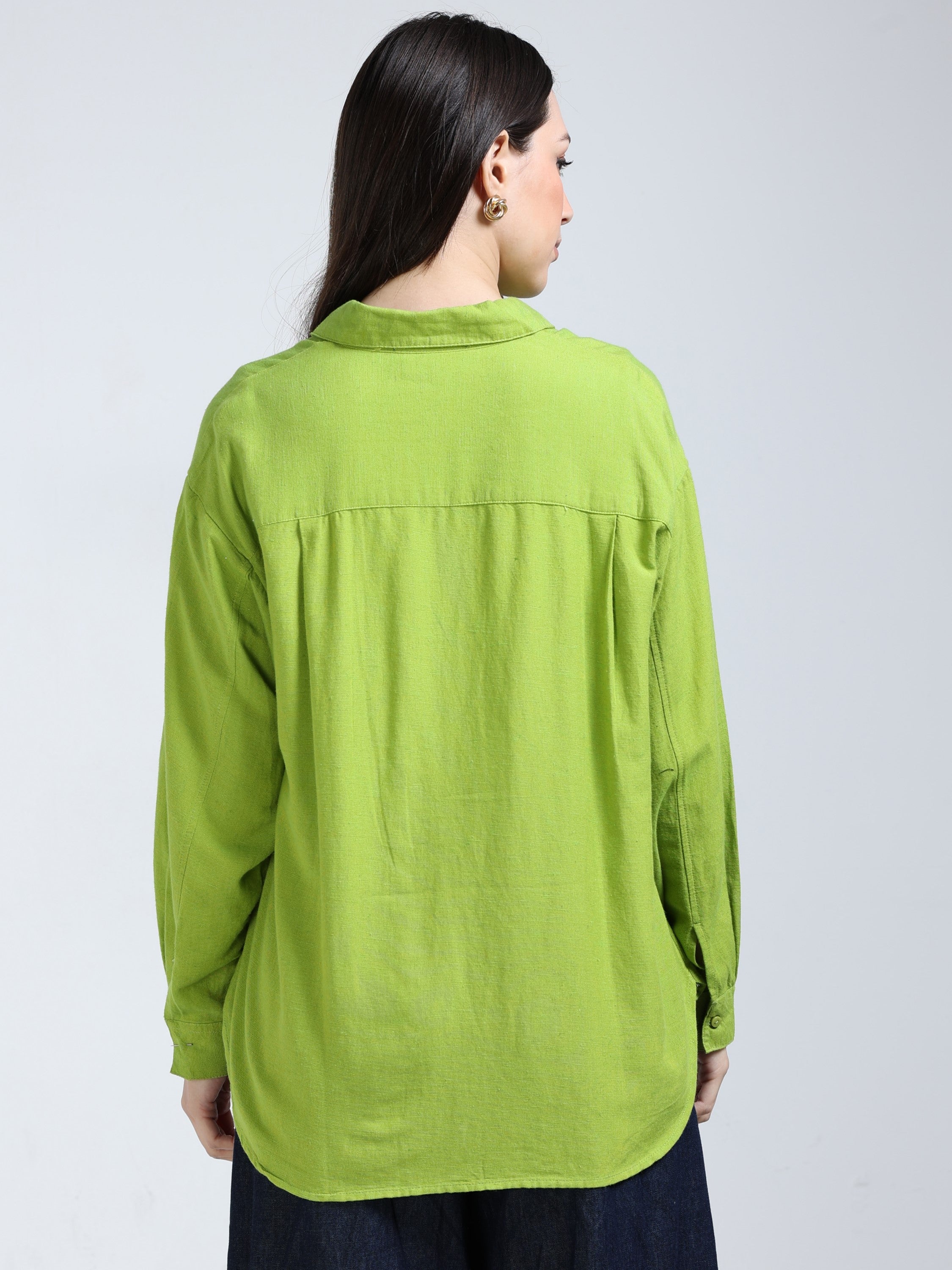 Women Green Oversized Shirt