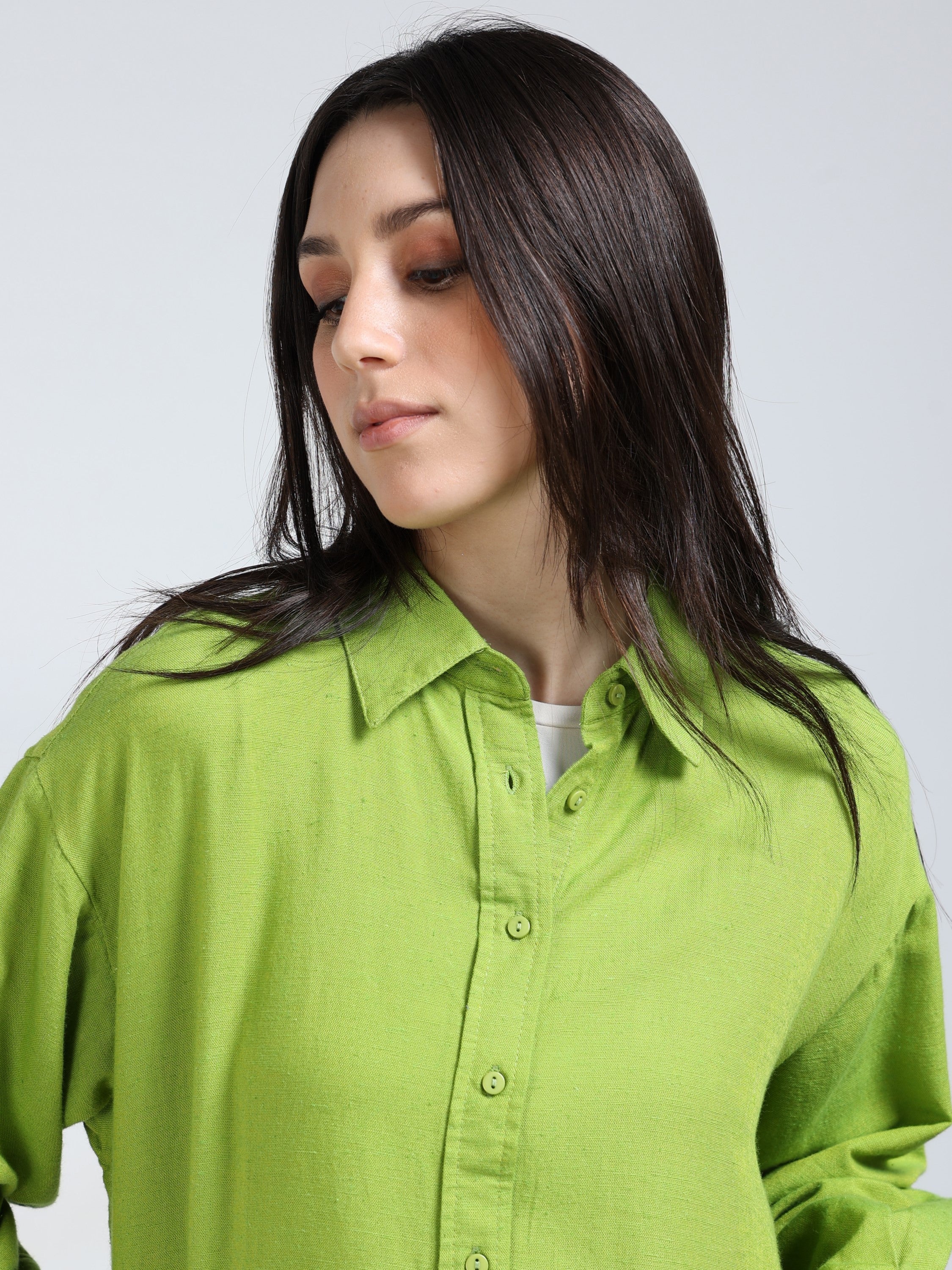 Women Green Oversized Shirt