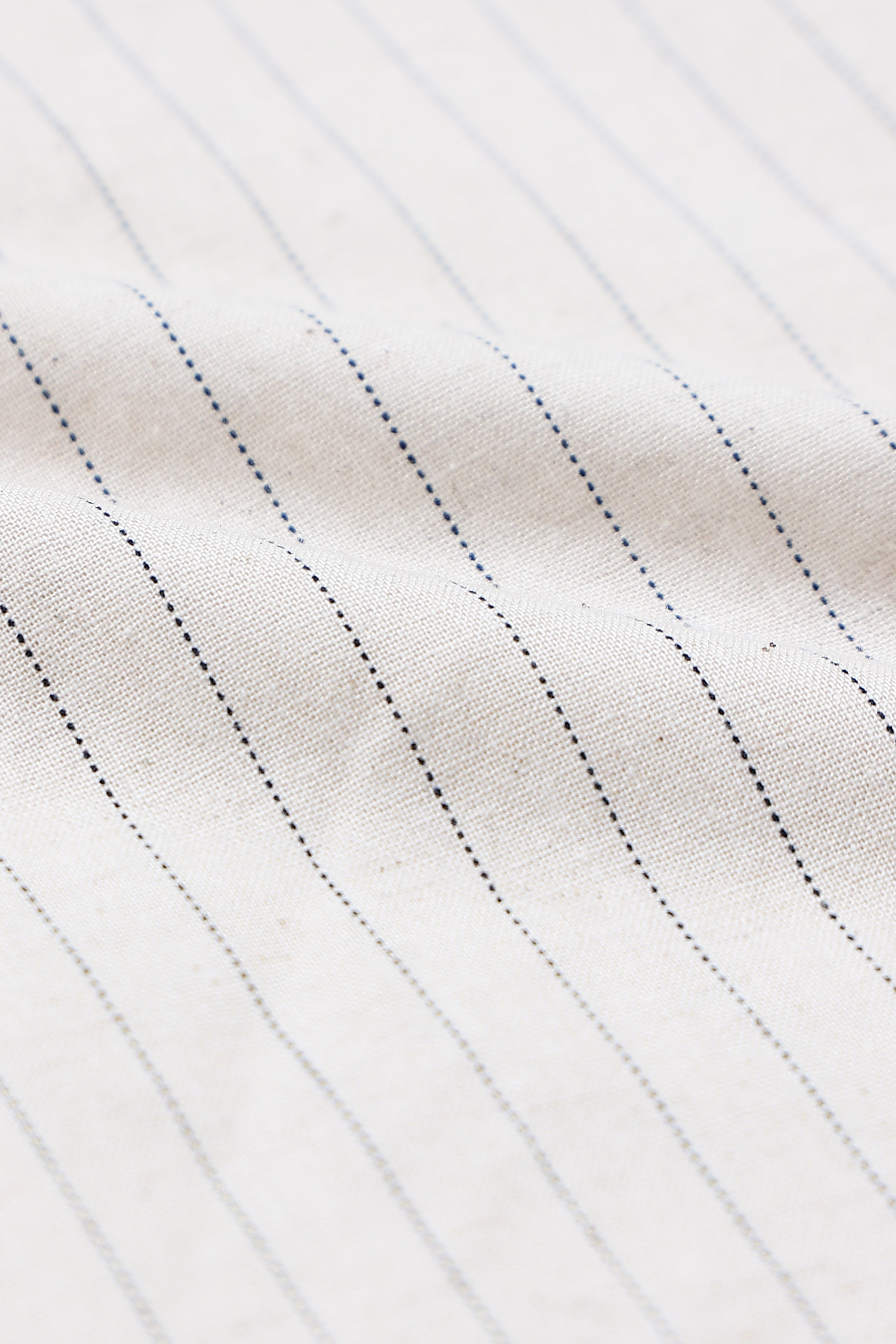 Men Cream Cotton Linen Striped Shirt