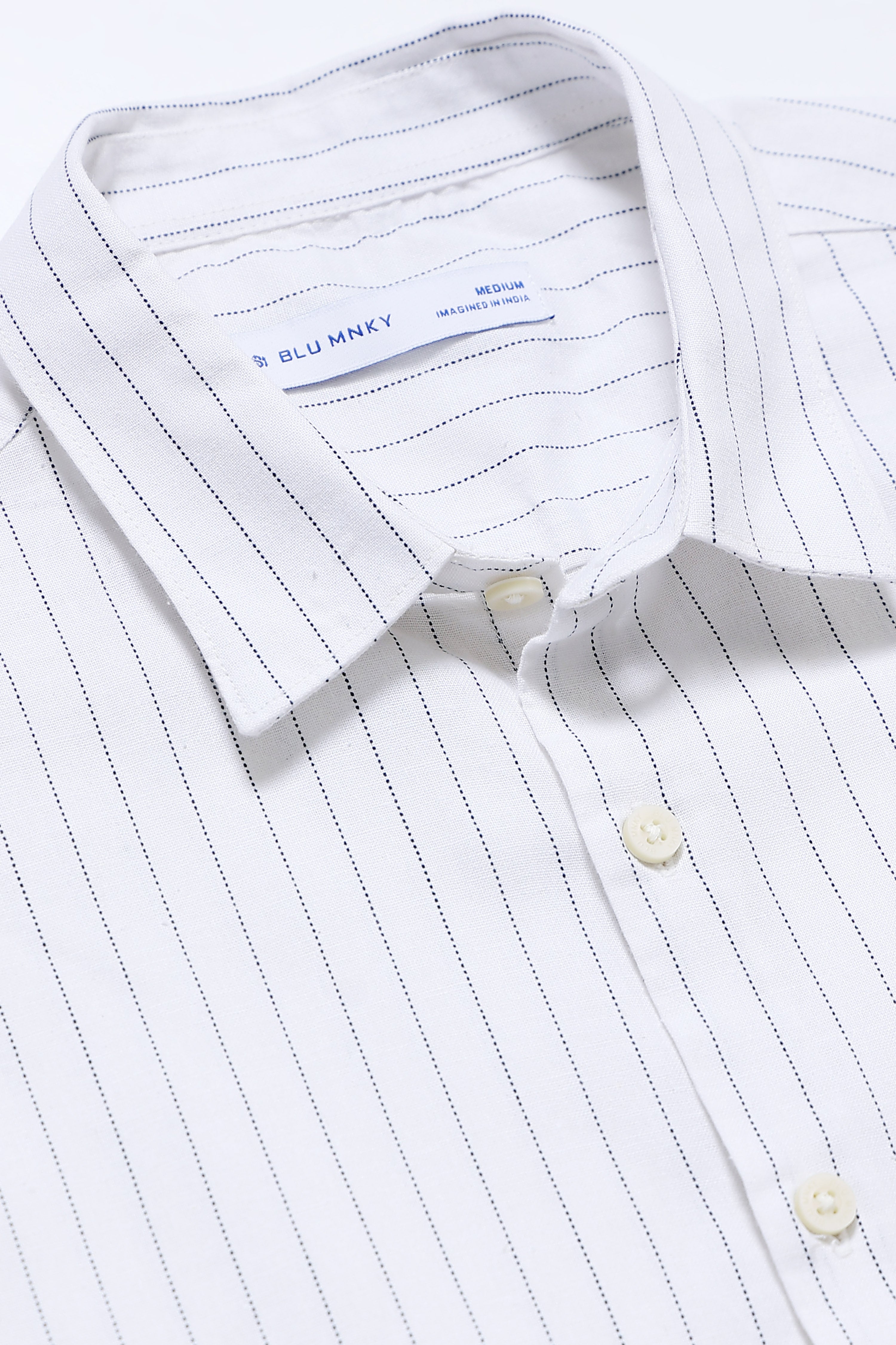Men White Cotton Linen Striped Shirt