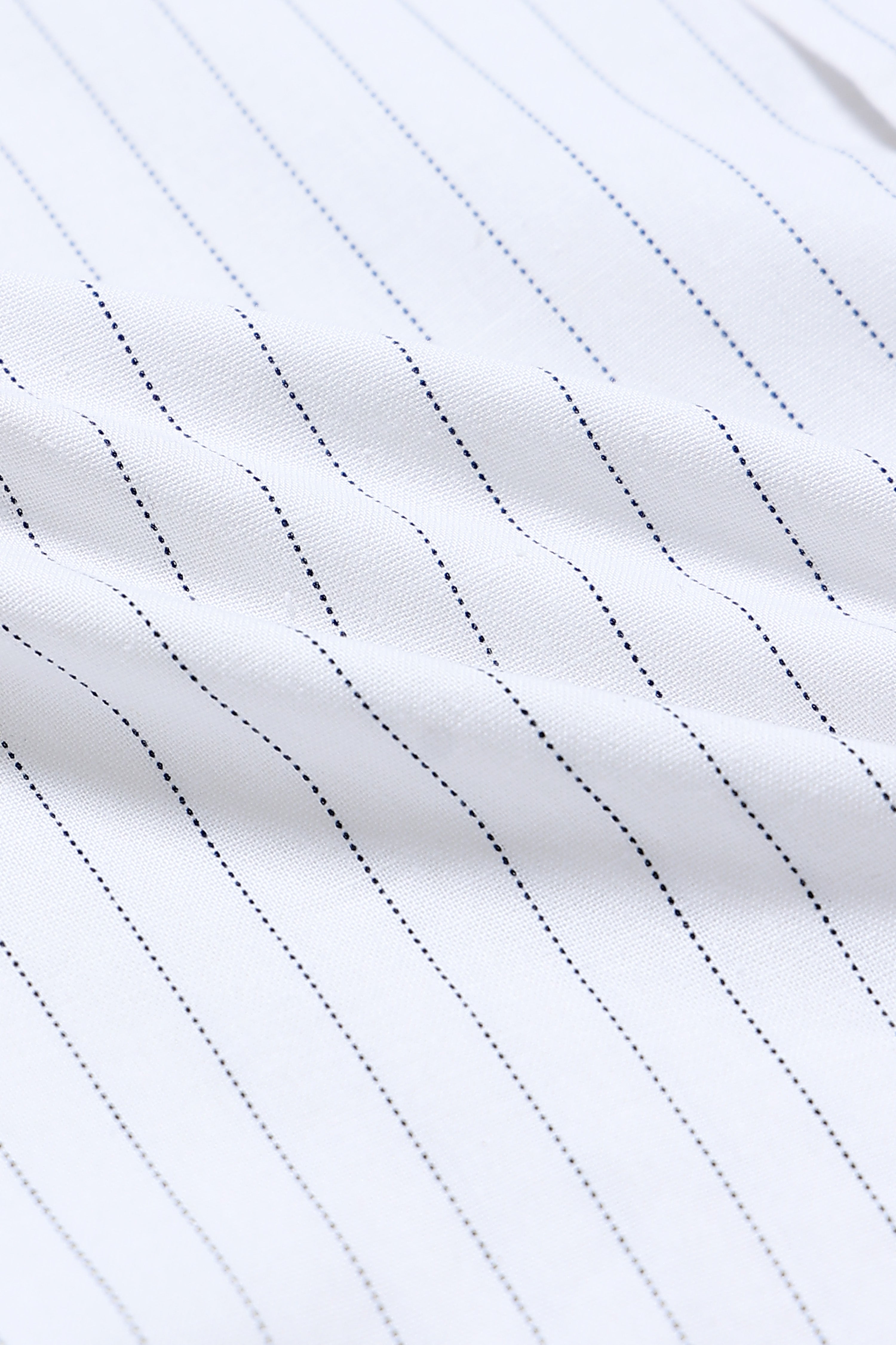 Men White Cotton Linen Striped Shirt