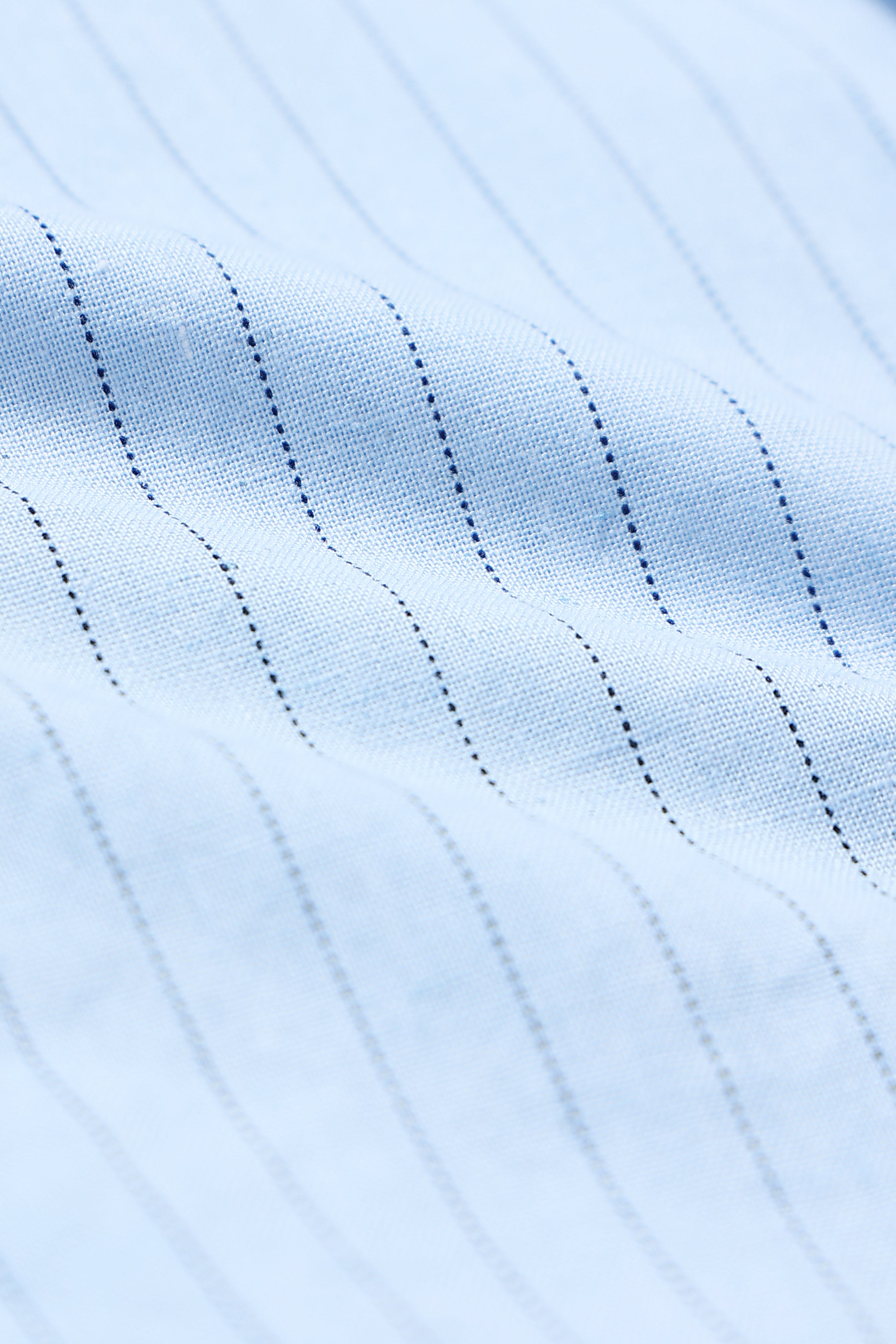Men Blue Cotton Linen Striped Shirt