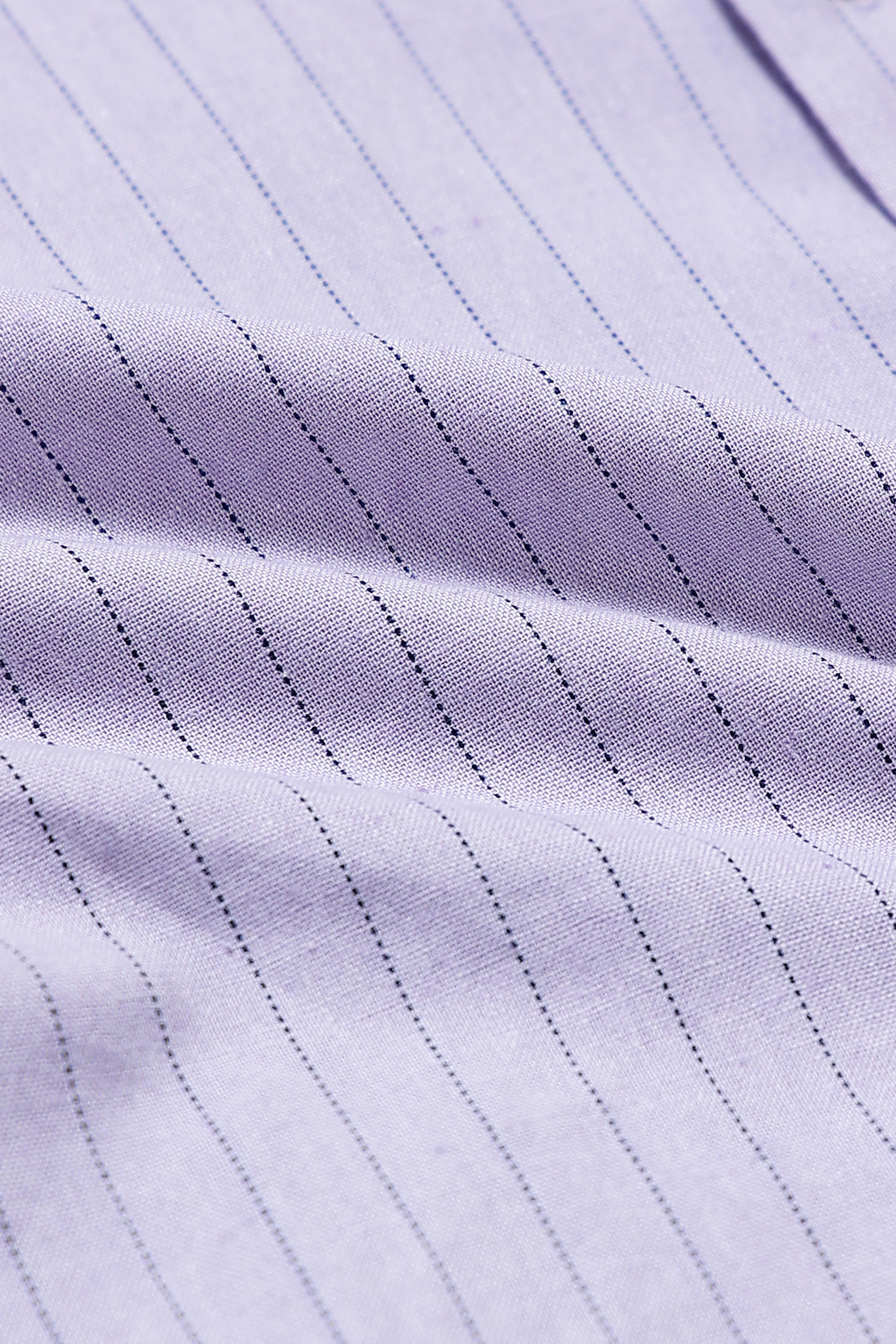 Men Lavender Cotton Linen Striped Shirt