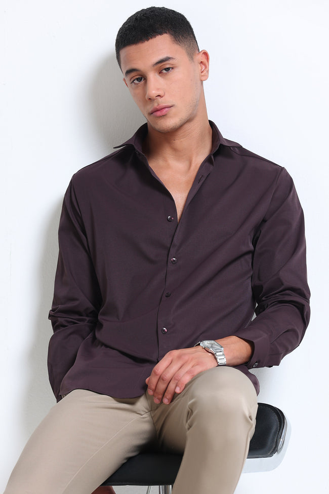 Men Brown Casual Solid Shirt